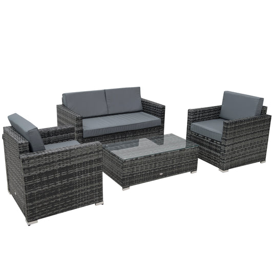 4 Pieces Wicker Steel Rattan Sofa Set Garden Chair Seat Furniture