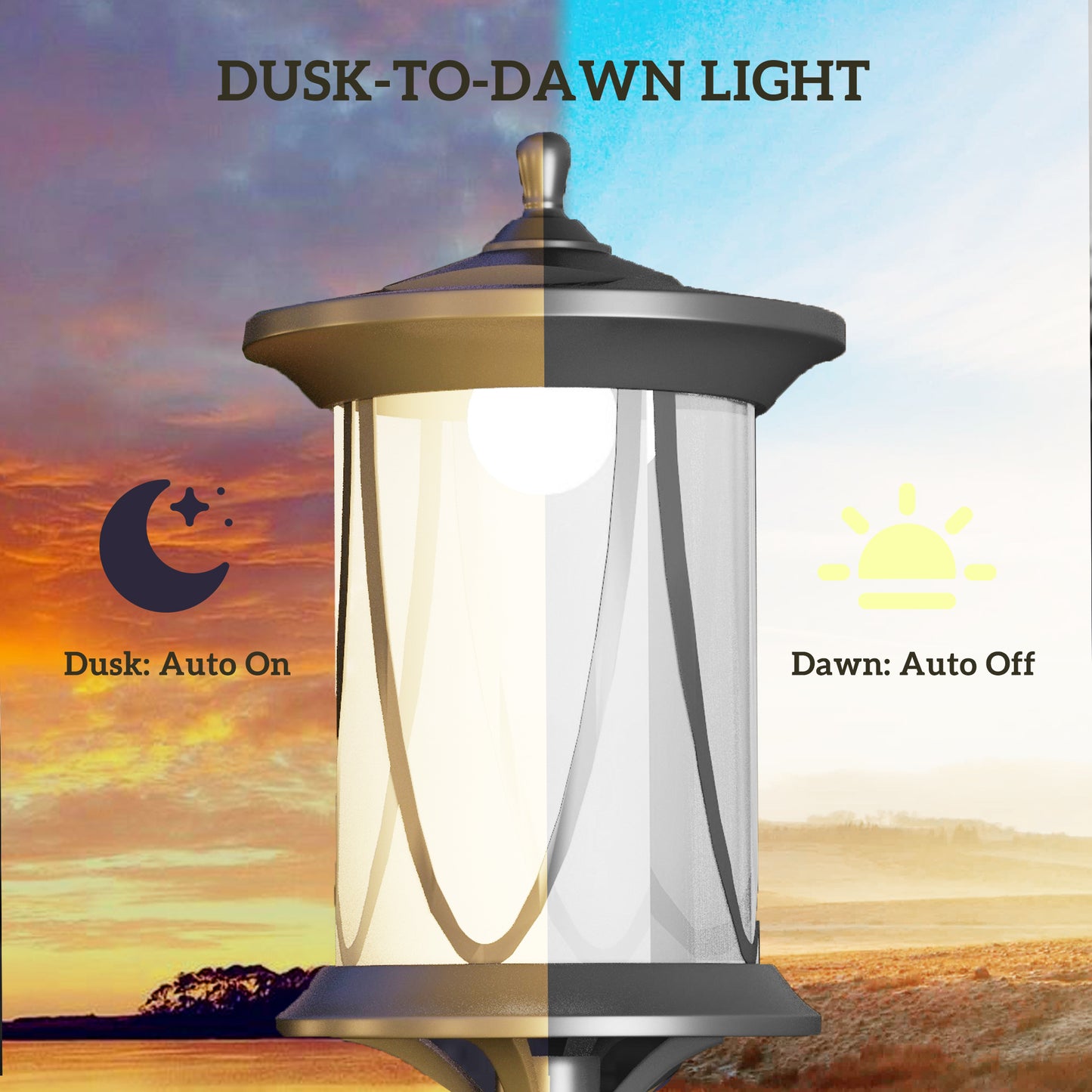 Solar Lamp Post Light, 1.3 M LED Outdoor Street Light