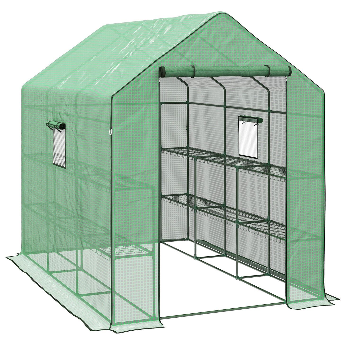 Walk-in Greenhouse with 3 Tier 12 Shelves