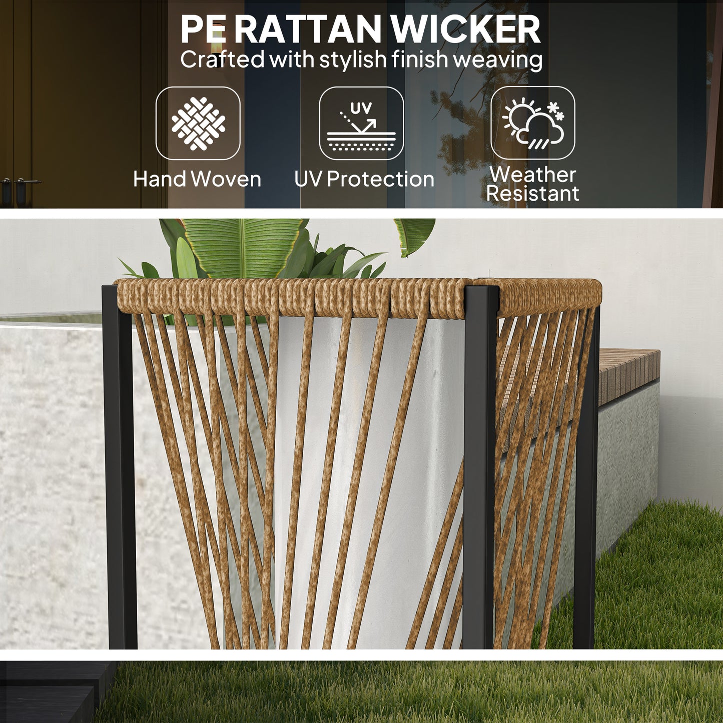 Rattan Solar Garden Lights, Auto On/Off LED Floor Lamp