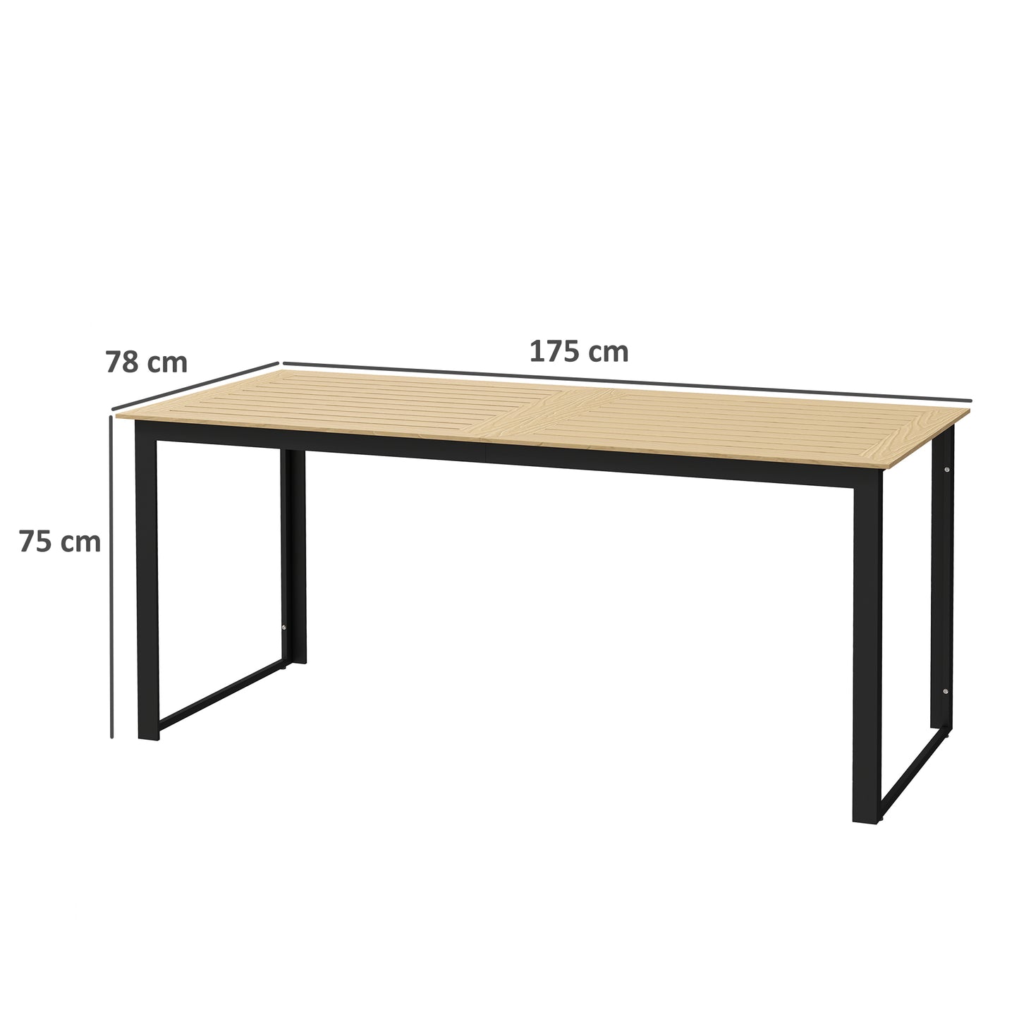 Garden Table for 6 People, 175 x 78 x 75 cm Rectangle Outdoor