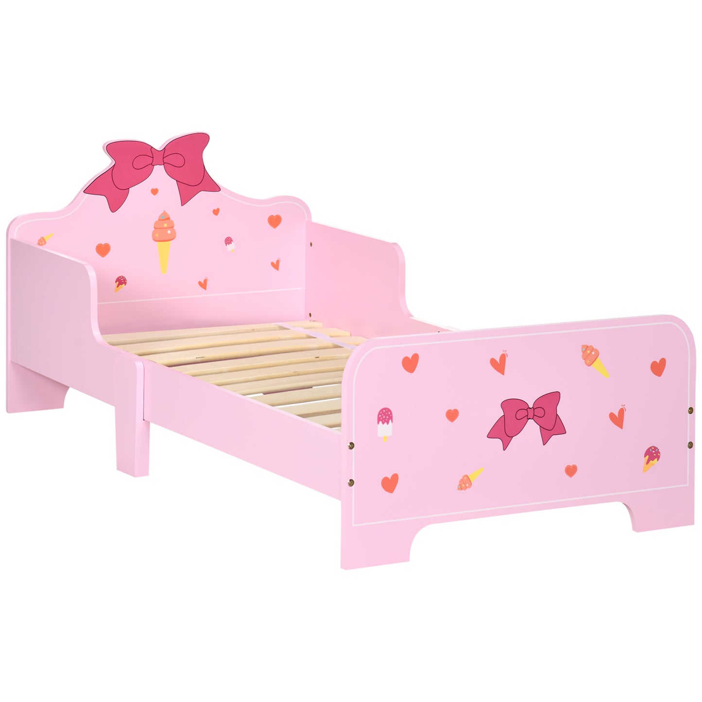 Princess-Themed Kids Toddler Bed w/ Cute Patterns, Safety Rails