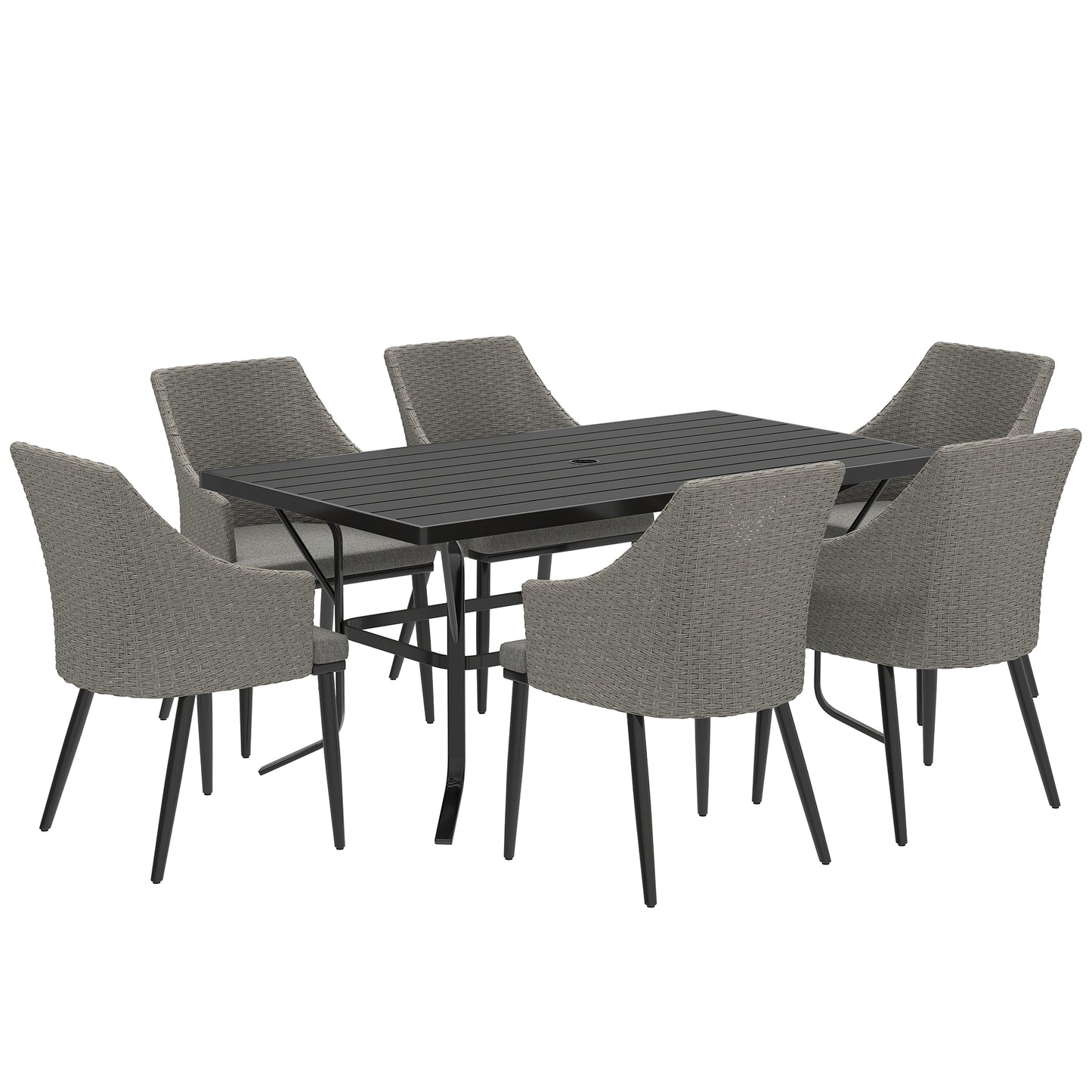 6 Seater Rattan Dining Set with Cushions (1)