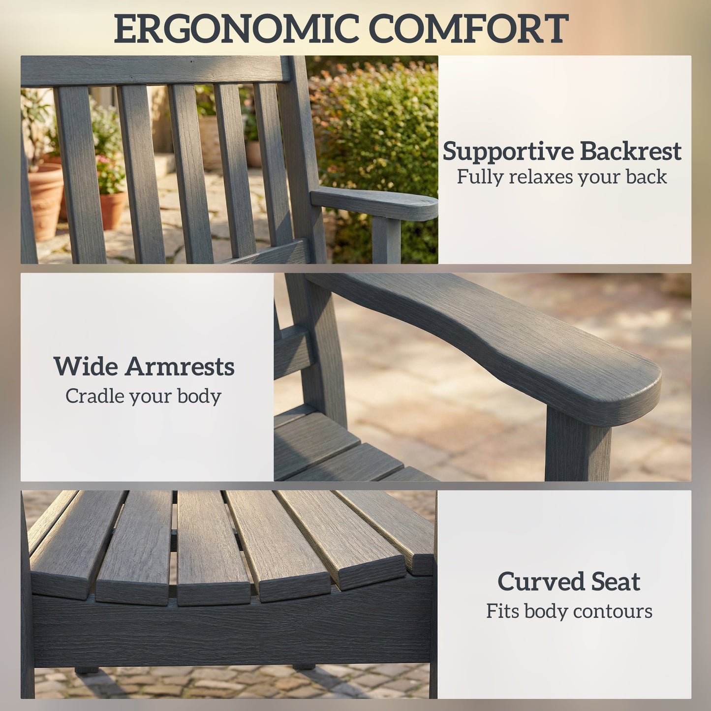 2 Seater Plastic Garden Bench