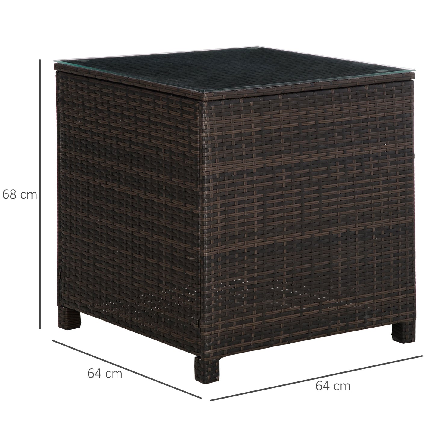 Rattan Garden Furniture Side Table Patio Frame Tempered Glass New