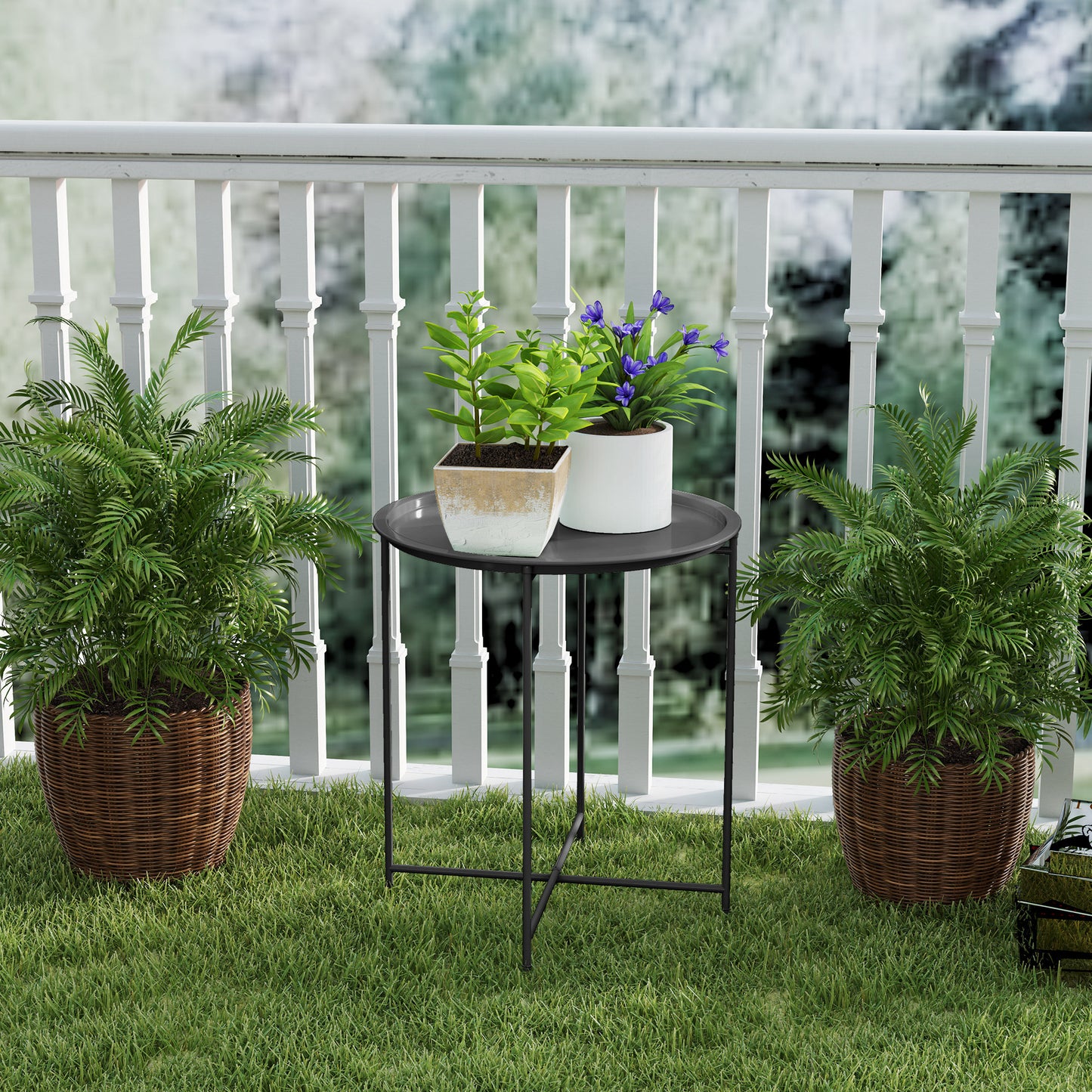 Steel Removable Tray Top Garden Table - Blue