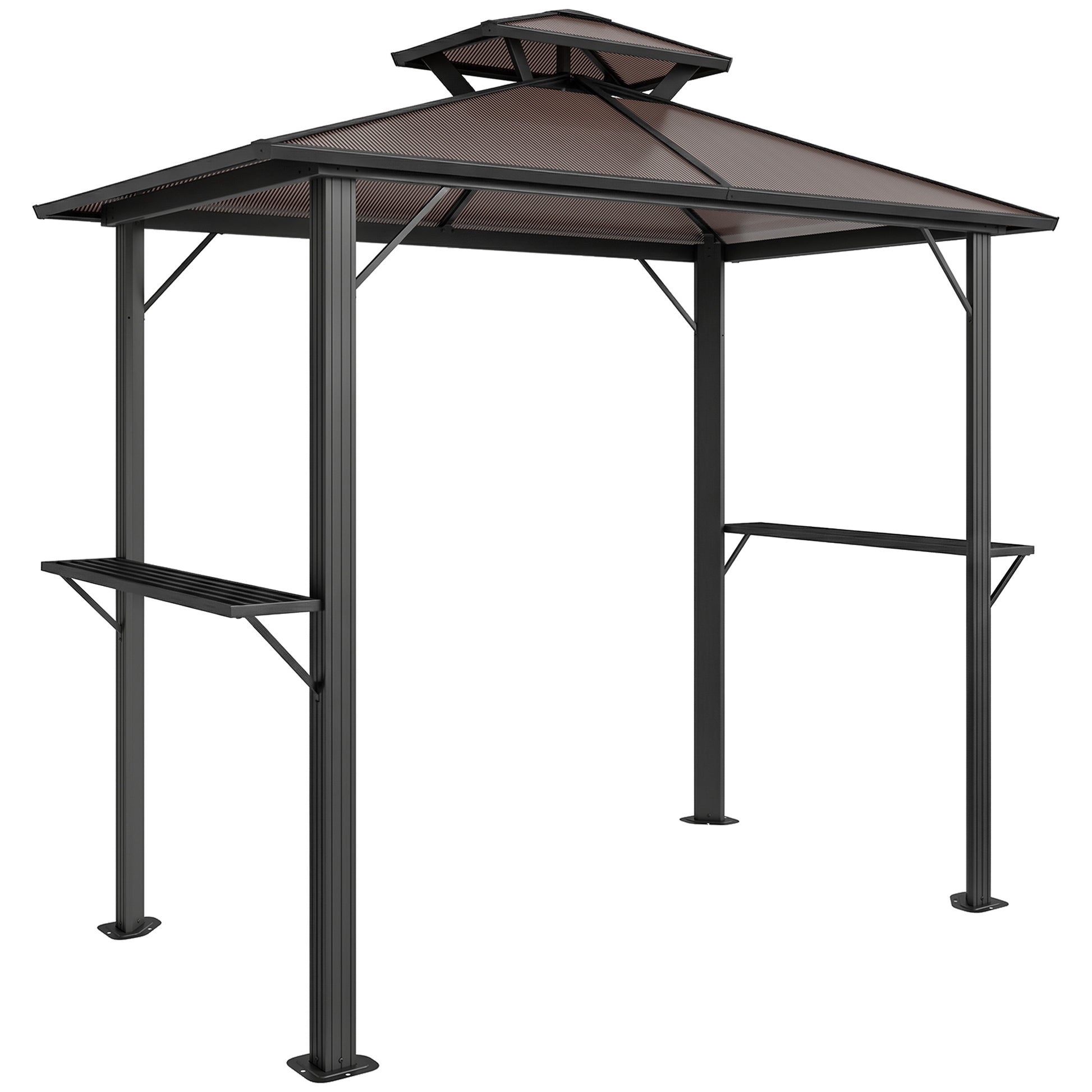 2.5 x 1.5 m Hardtop Grill Gazebo with Double Roof