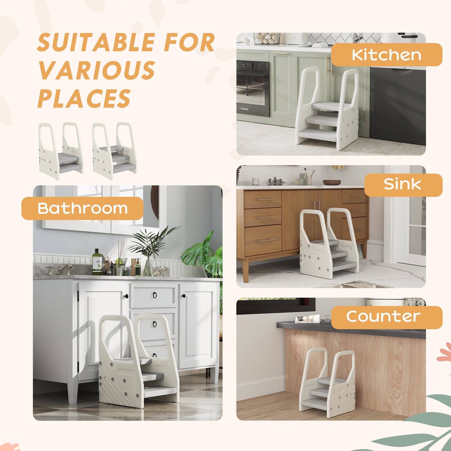 Adjustable 3 Step Toddler Tower with Handles