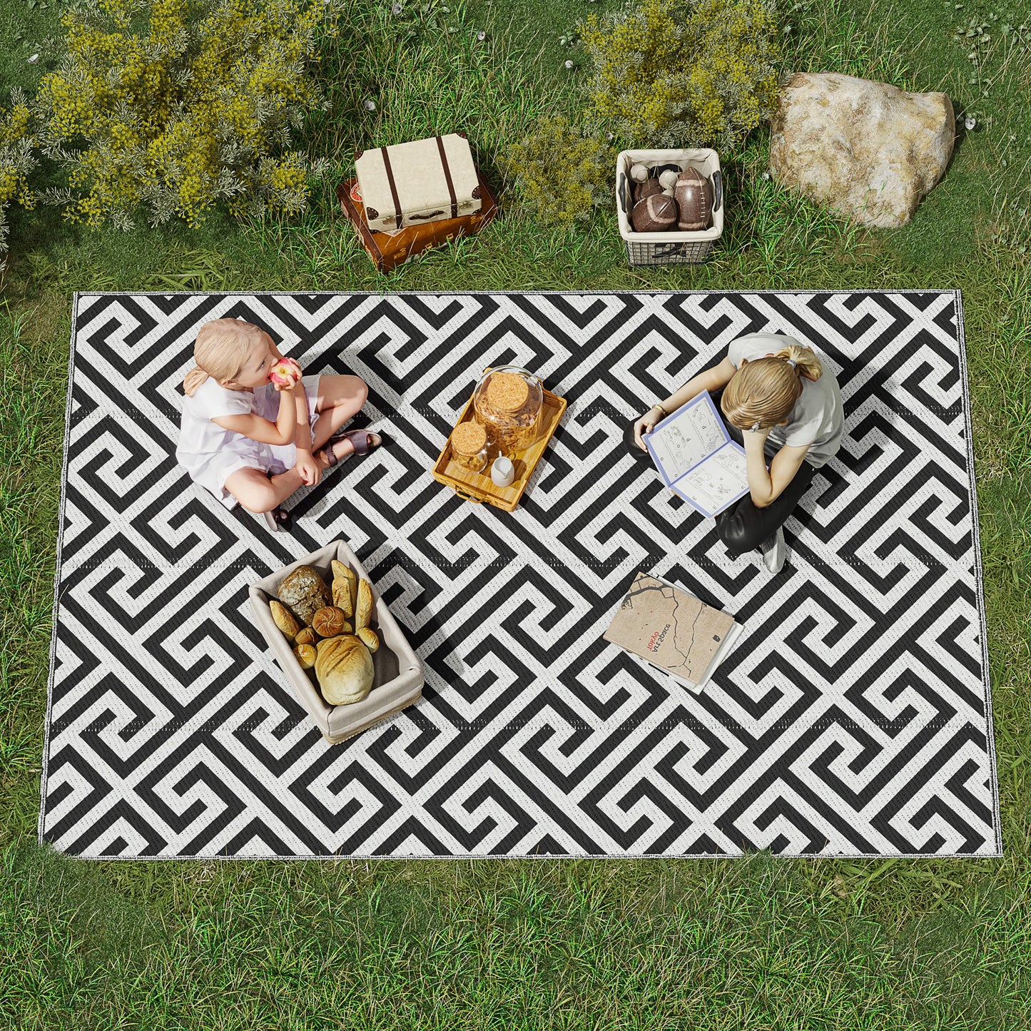 152 x 243 cm(5x 8ft) Outdoor Rug Reversible Mat Plastic Straw Rug