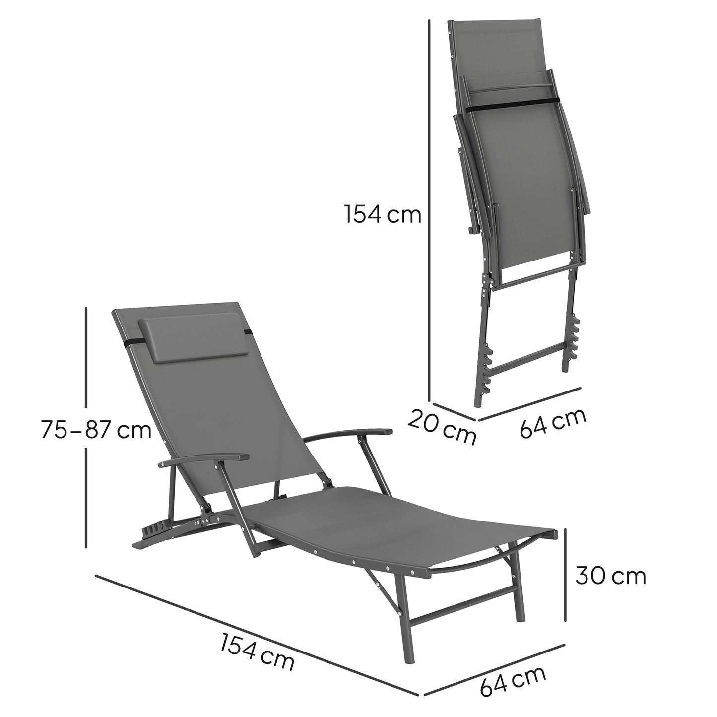 Set of Two Adjustable Back Sun Loungers