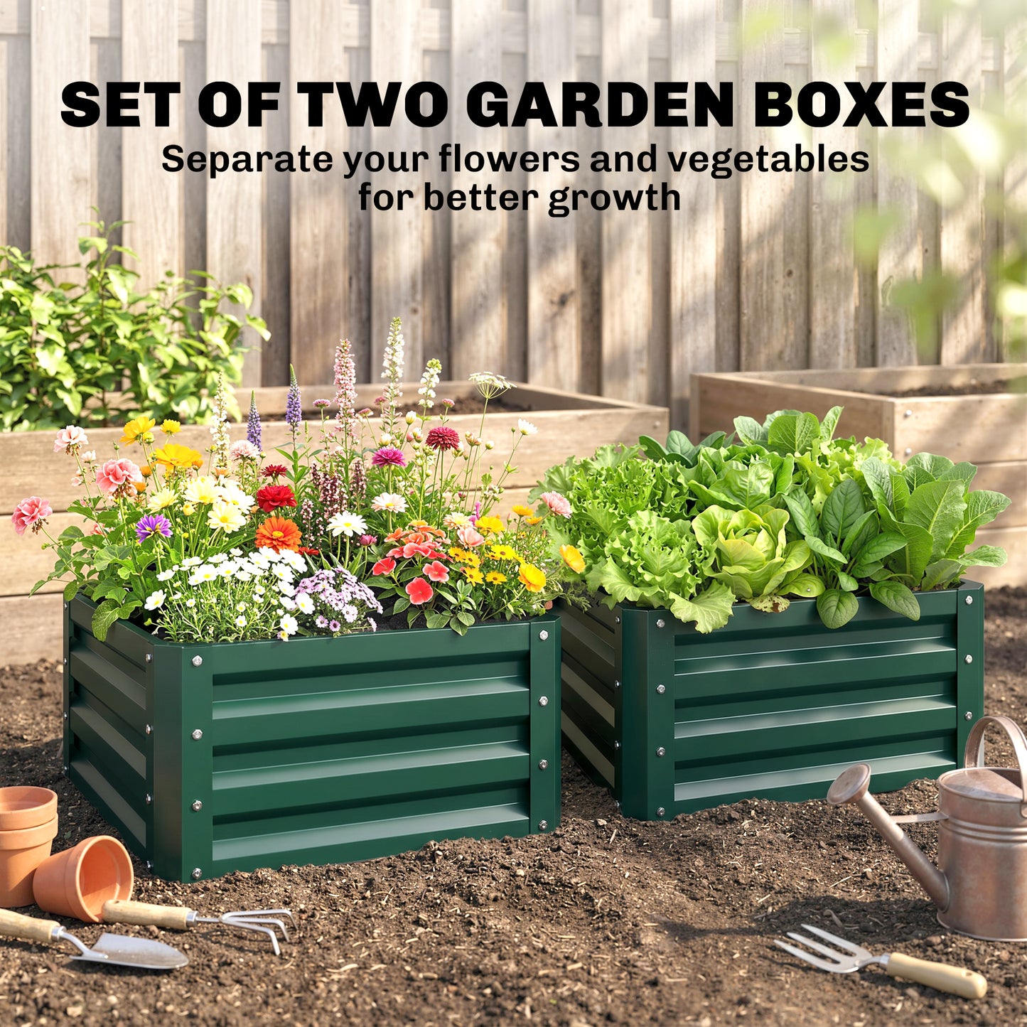 Set of Two 60 x 60cm Steel Planter Boxes