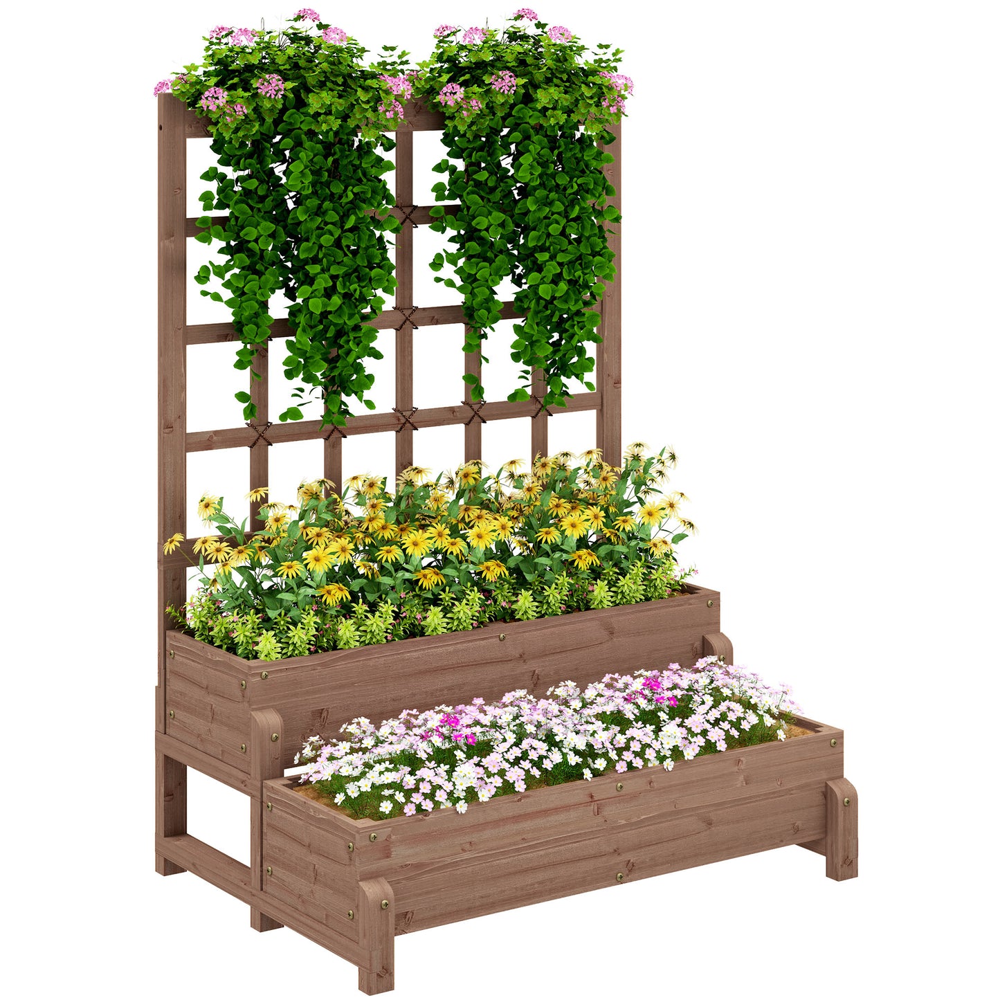 2-Tier Raised Garden Bed with Trellis