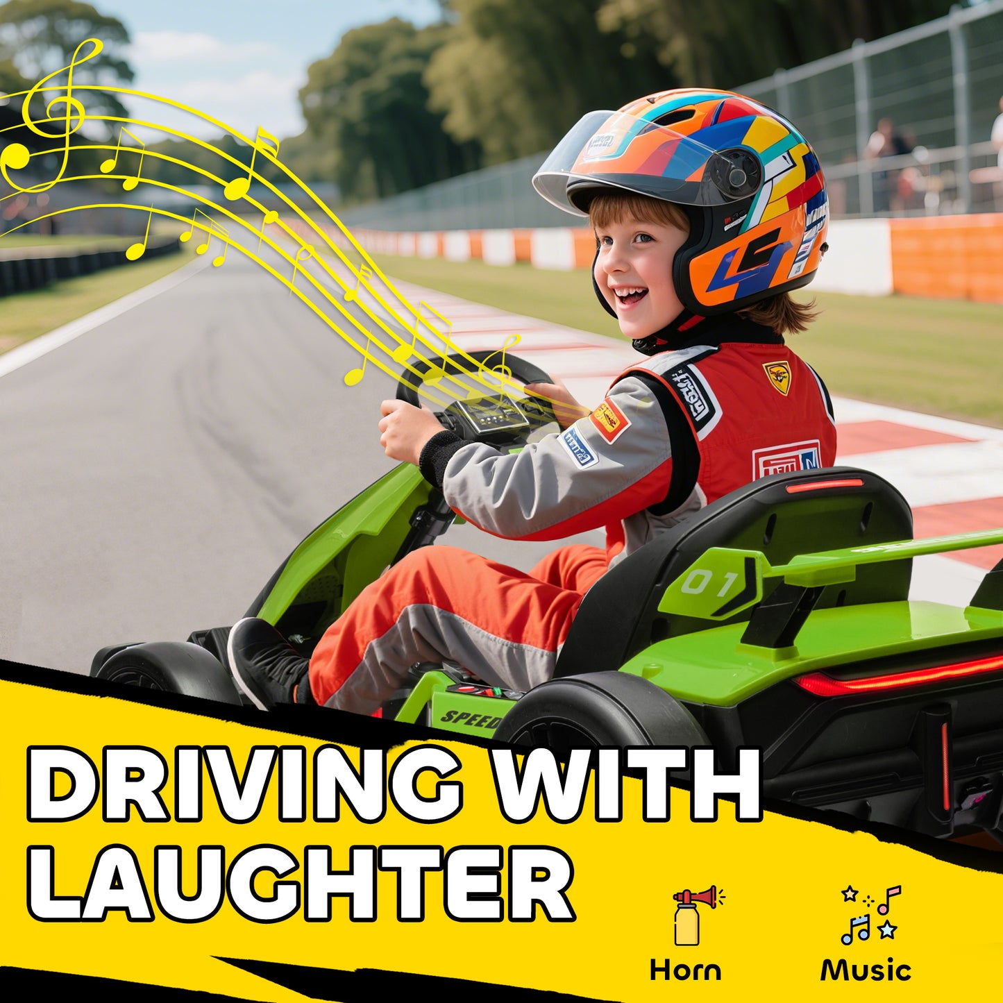 24V Electric Go Kart for Kids with Adjustable Seat for 6-12 Years