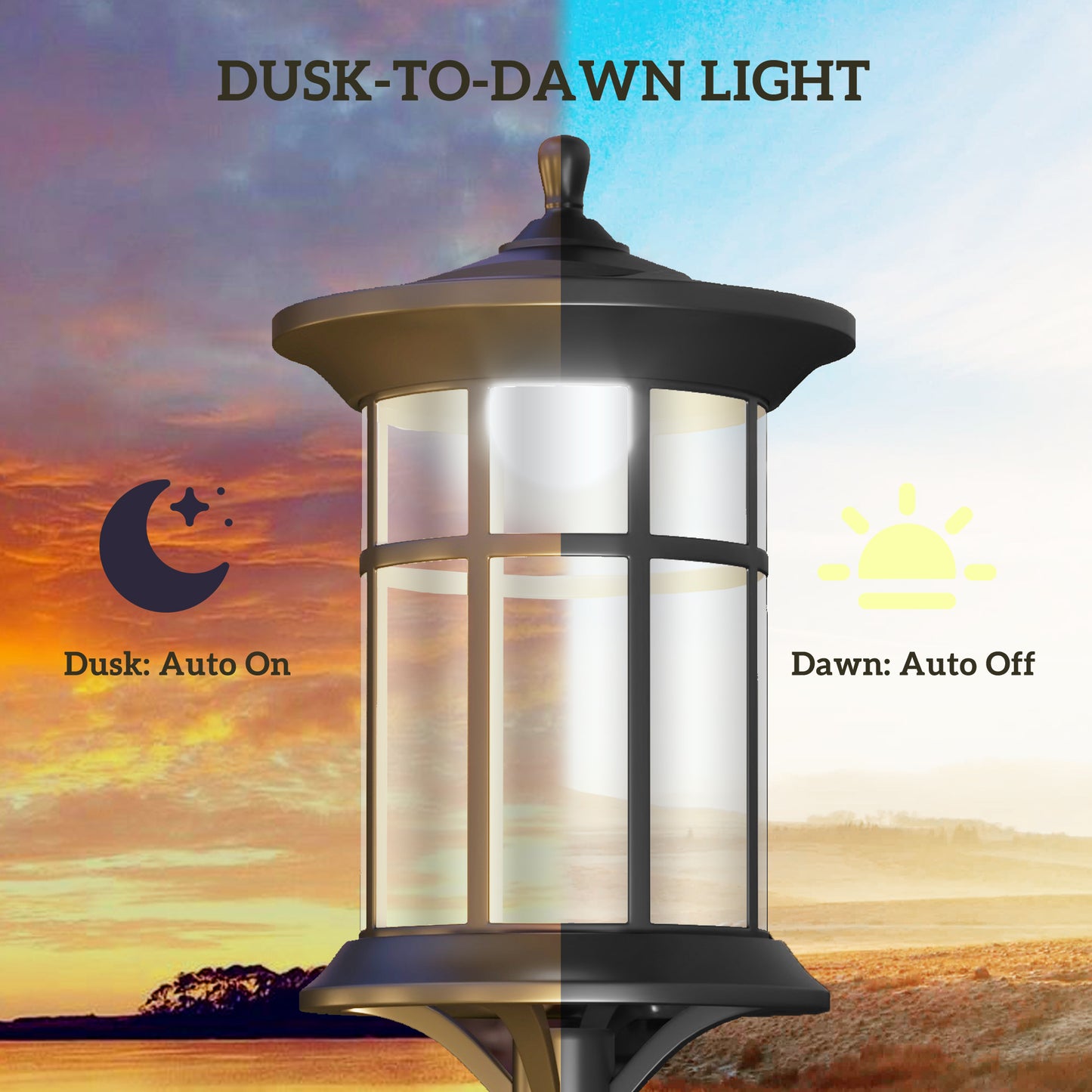Set of Two 1.8m Traditional Style Solar Lamp Posts