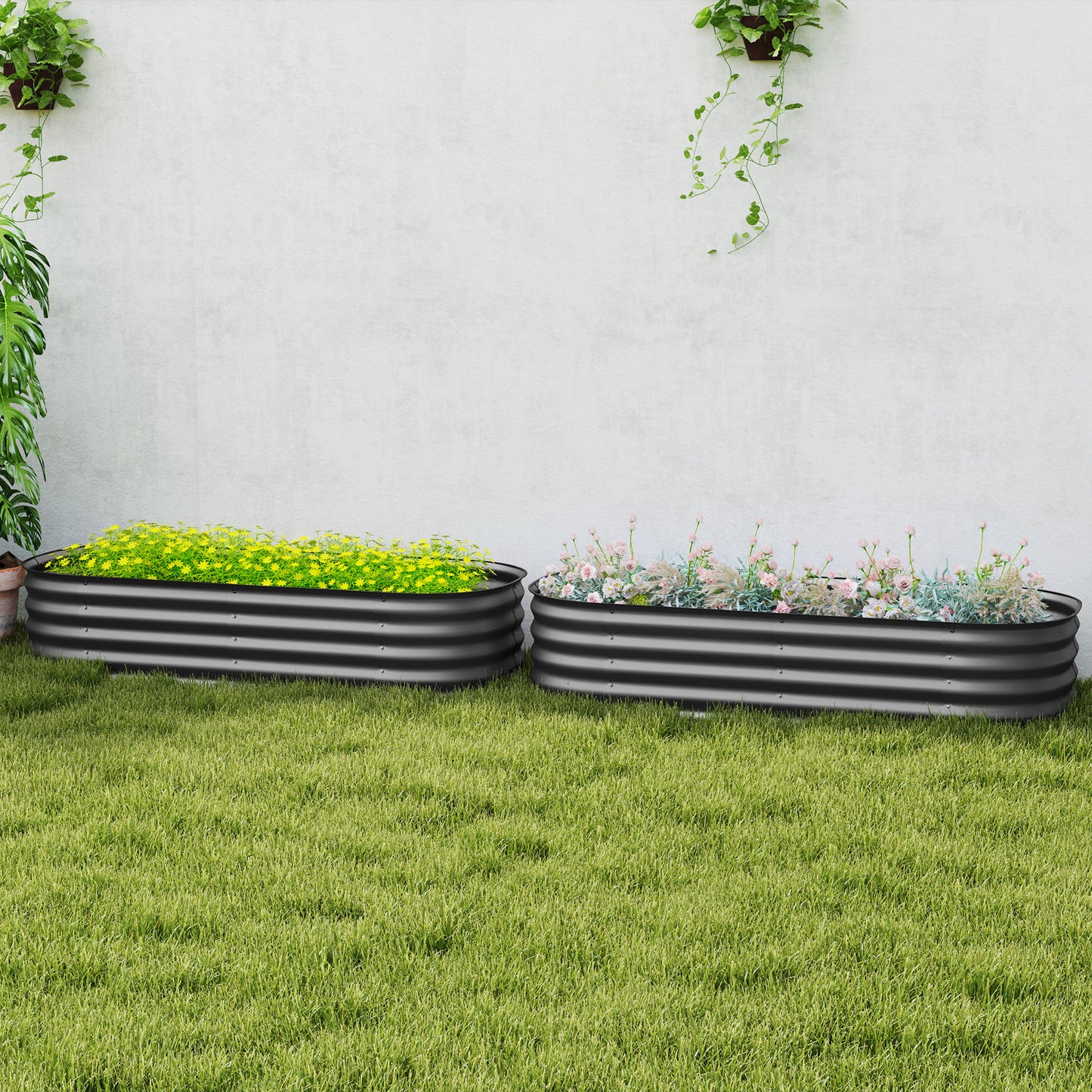 Galvanised Raised Garden Bed, Metal Planter Box with Safety Edging (5)