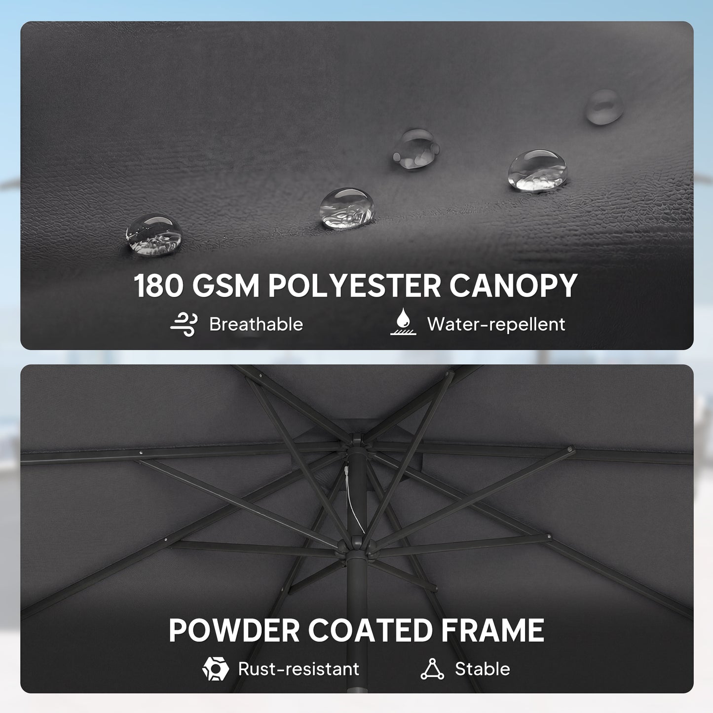 2.7 m Garden Parasol Umbrella with Cross Base and Sandbag
