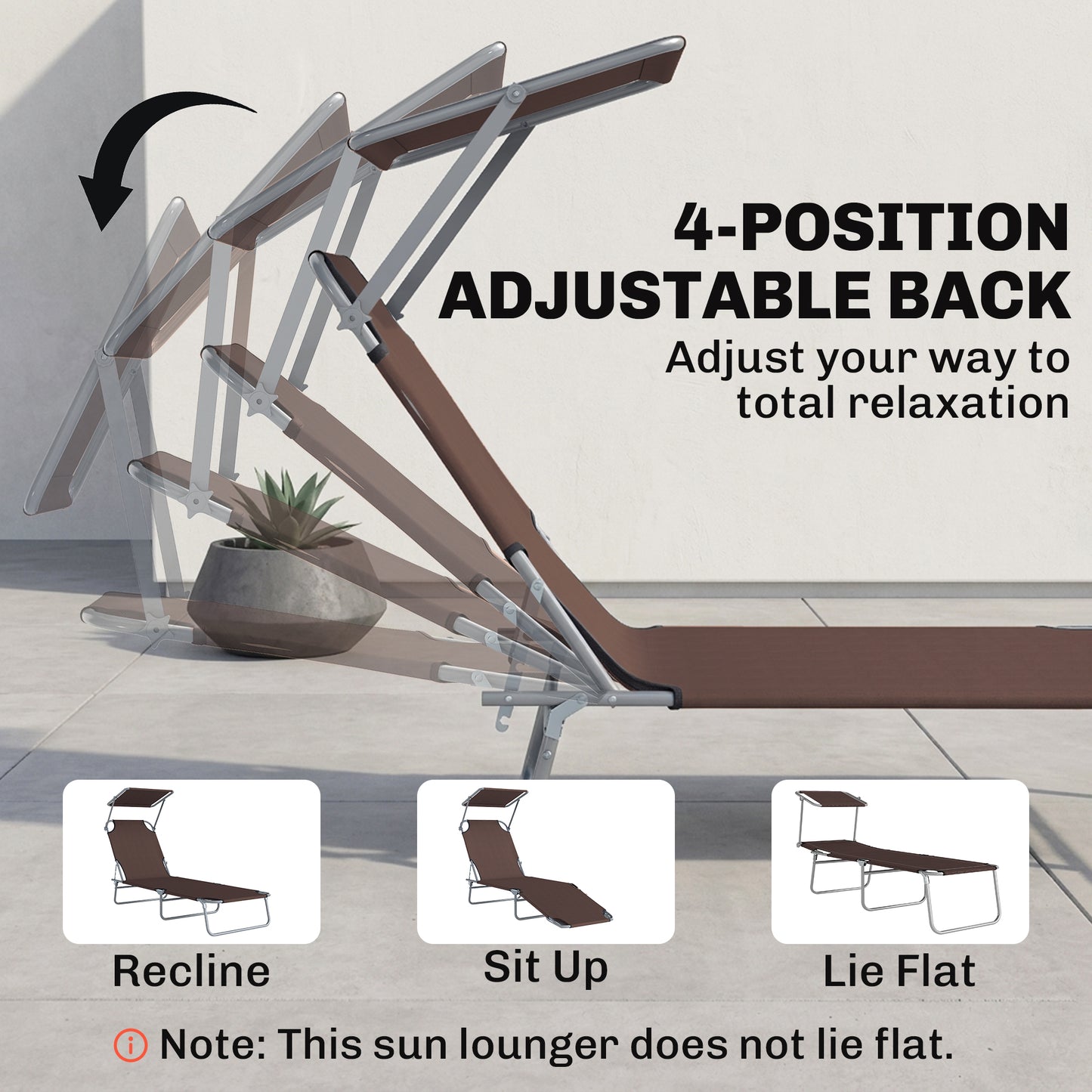 Folding Sun Lounger with Canopy