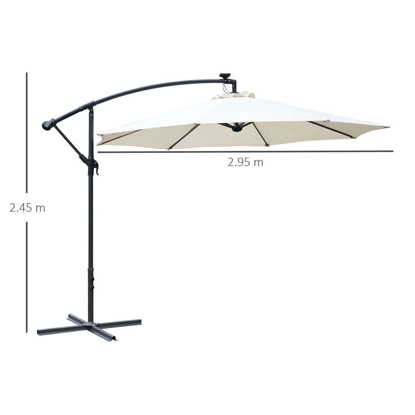 Umbrella Parasol W/Solar Powered LED strips, Φ2.95x2.45H m