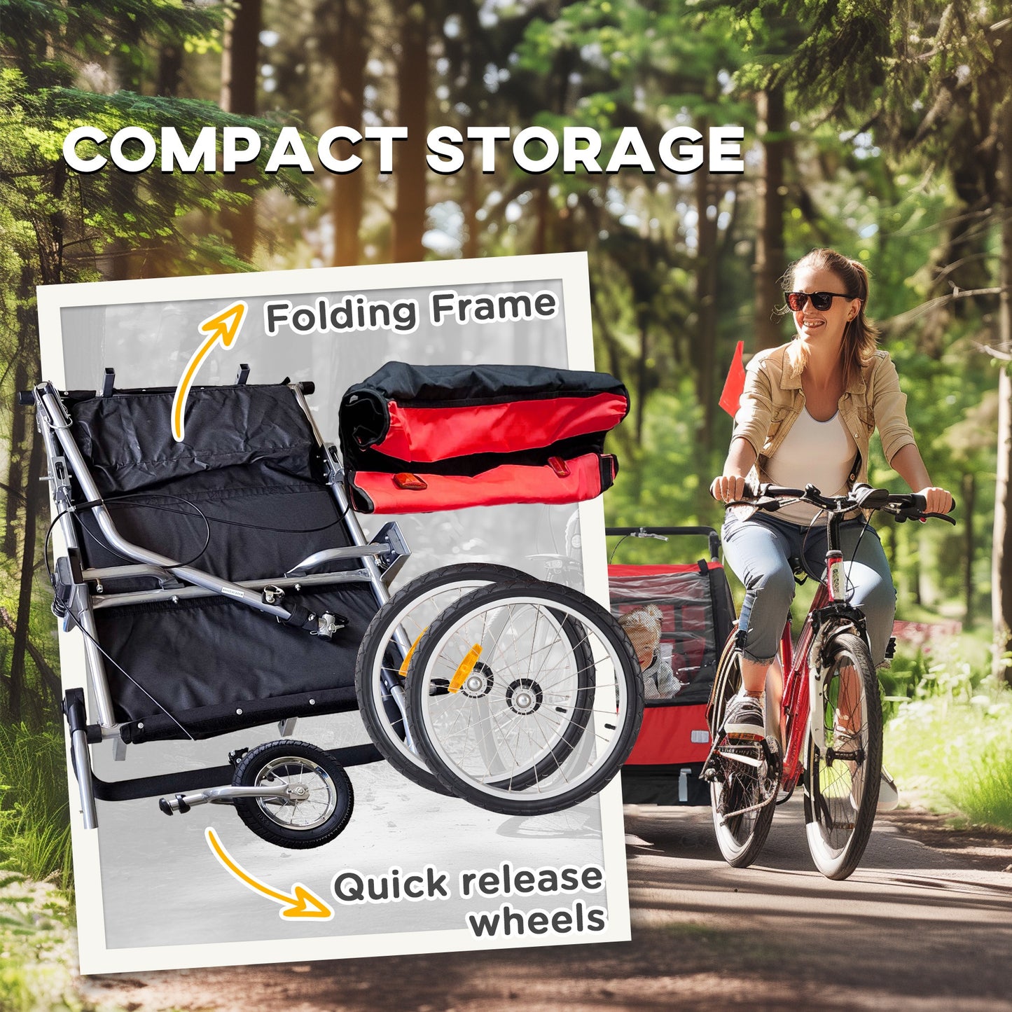 2 Seat Bike Trailer with 5 Point Harness