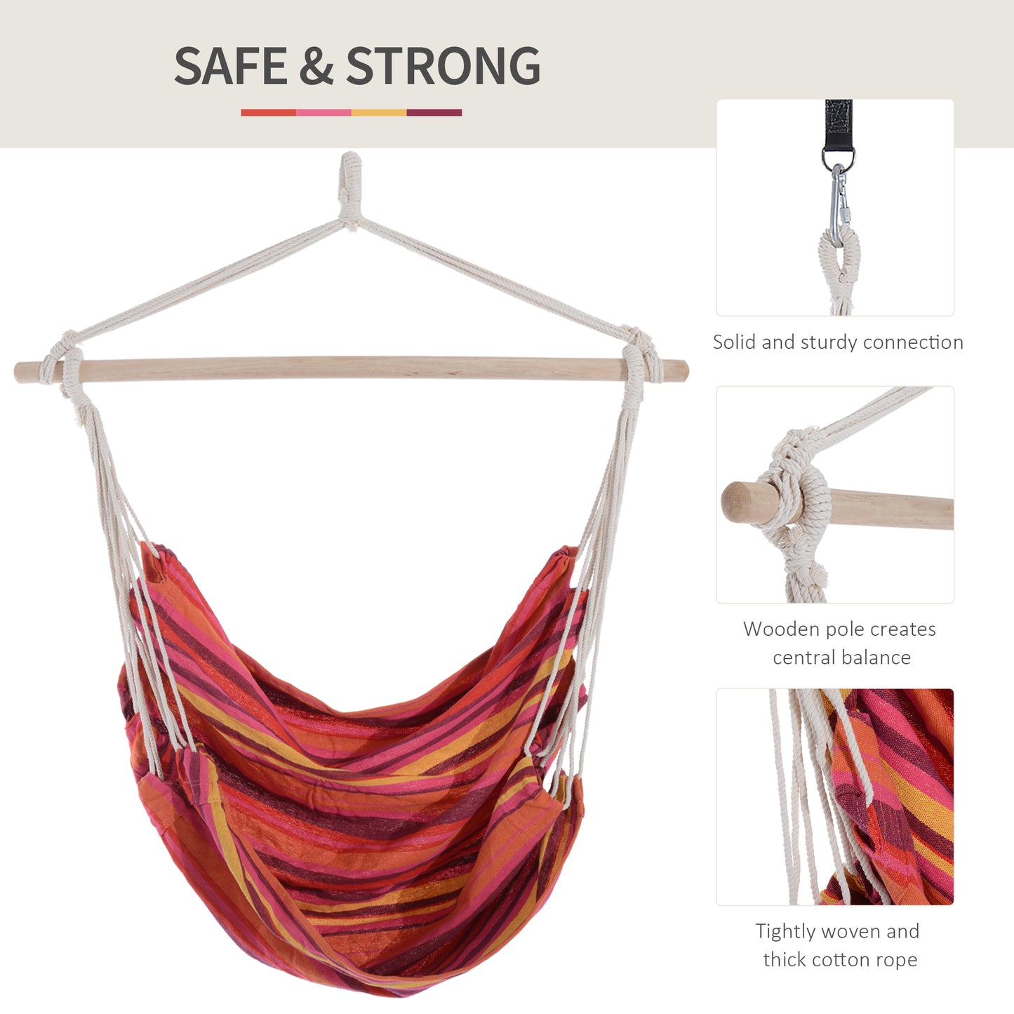Outdoor Hanging Rope Chair with Cotton Rope