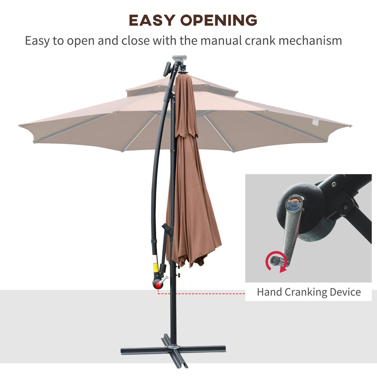 3(m) Cantilever Banana Parasol Hanging Umbrella with Double Roof
