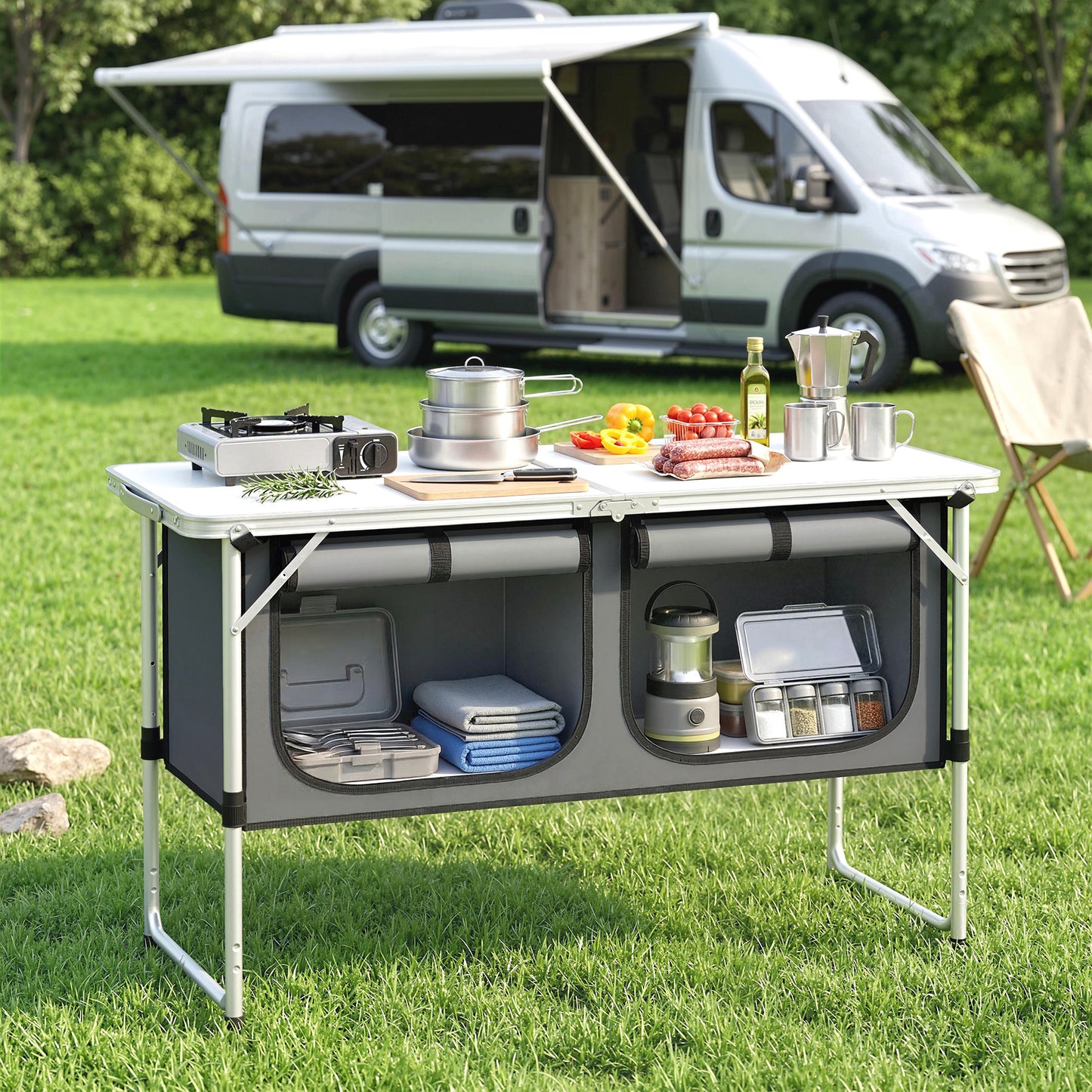Camping Cupboards Folding Portable Aluminium Camp Cook Station