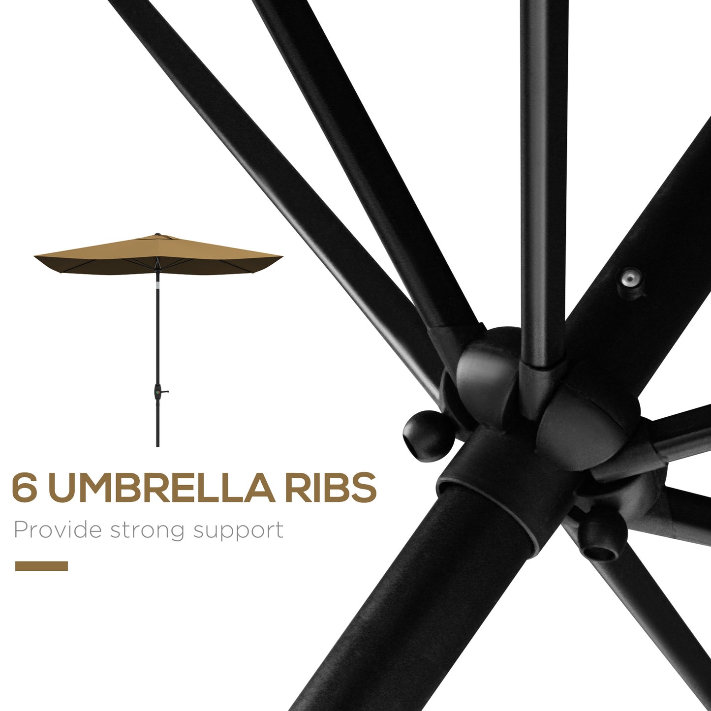 3 x 2 m Garden Parasol Umbrella with Aluminium Pole