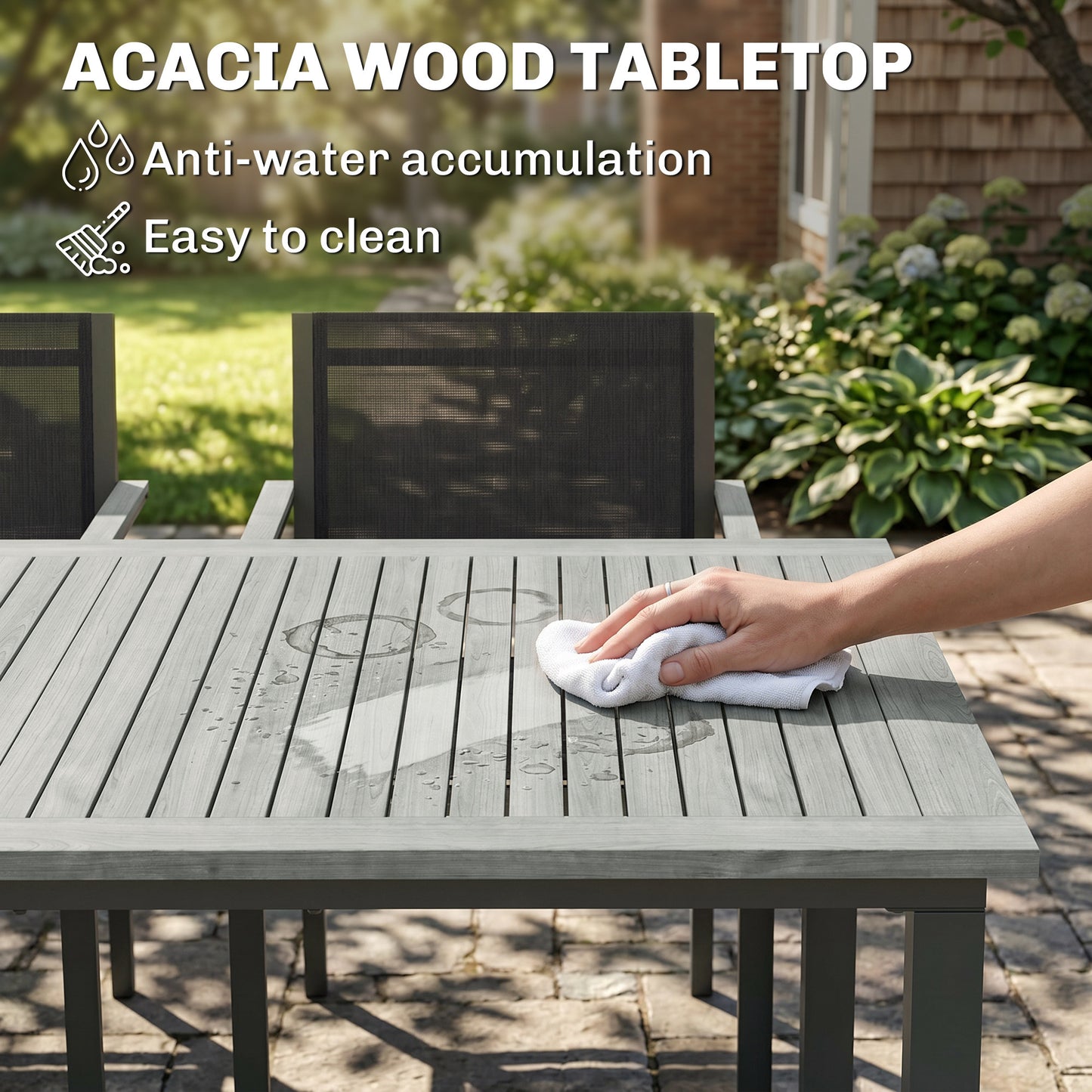 Garden Dining Set with Acacia Wood Table Top