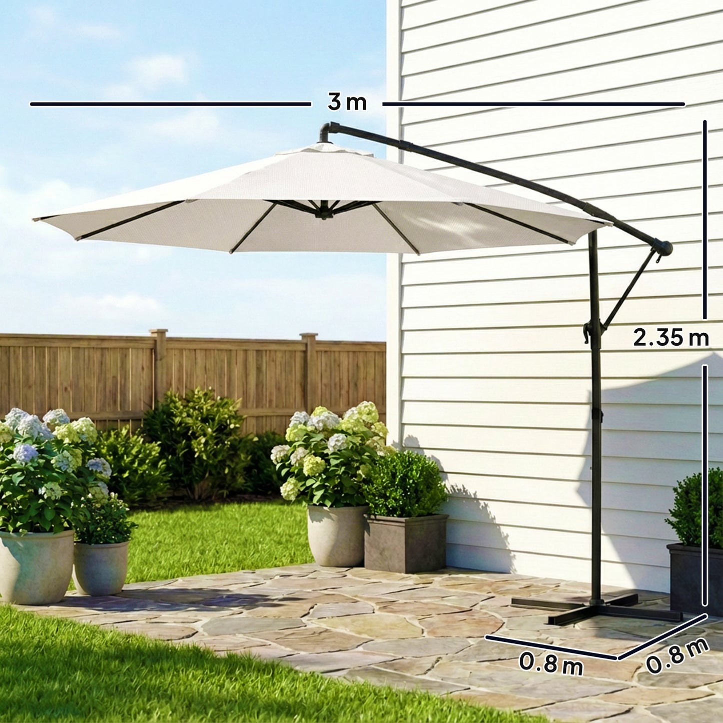 3 m Garden Cantilever Parasol with Cover