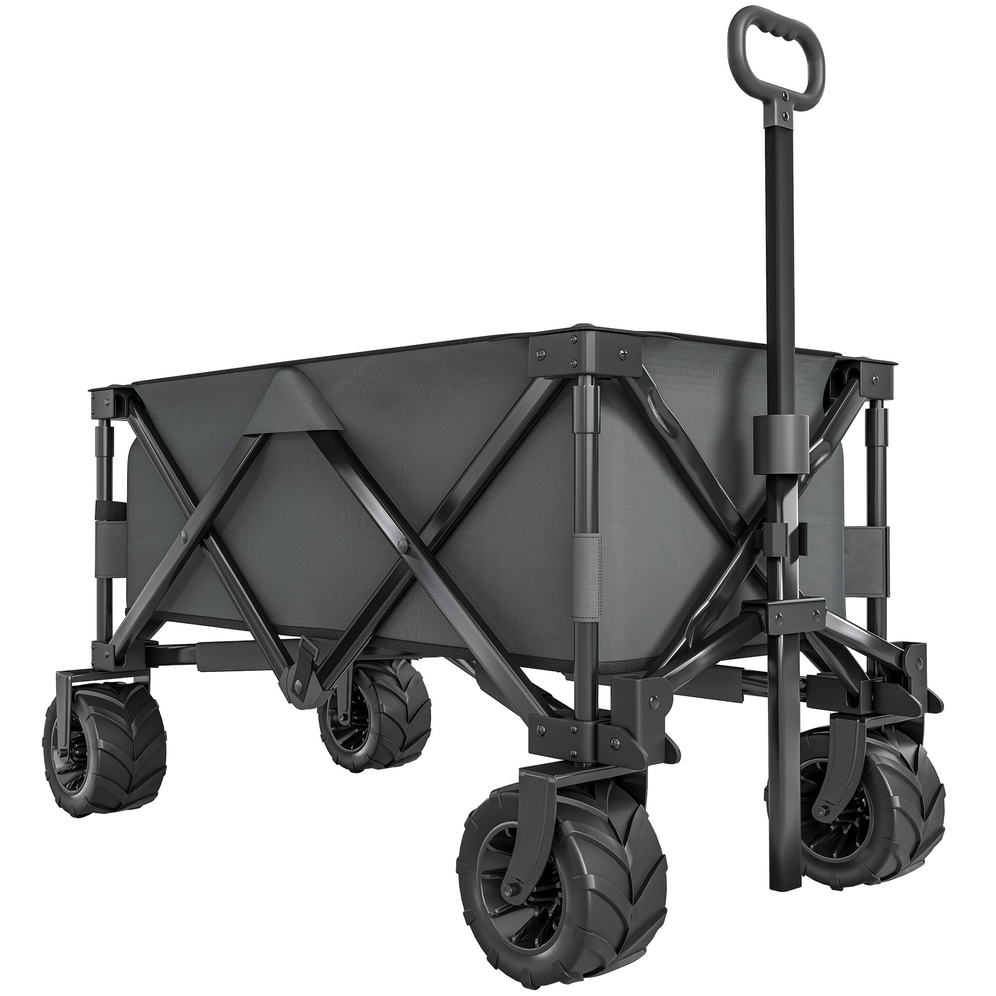 Outdoor Pull Along Cart Folding Cargo Wagon Trailer Trolley