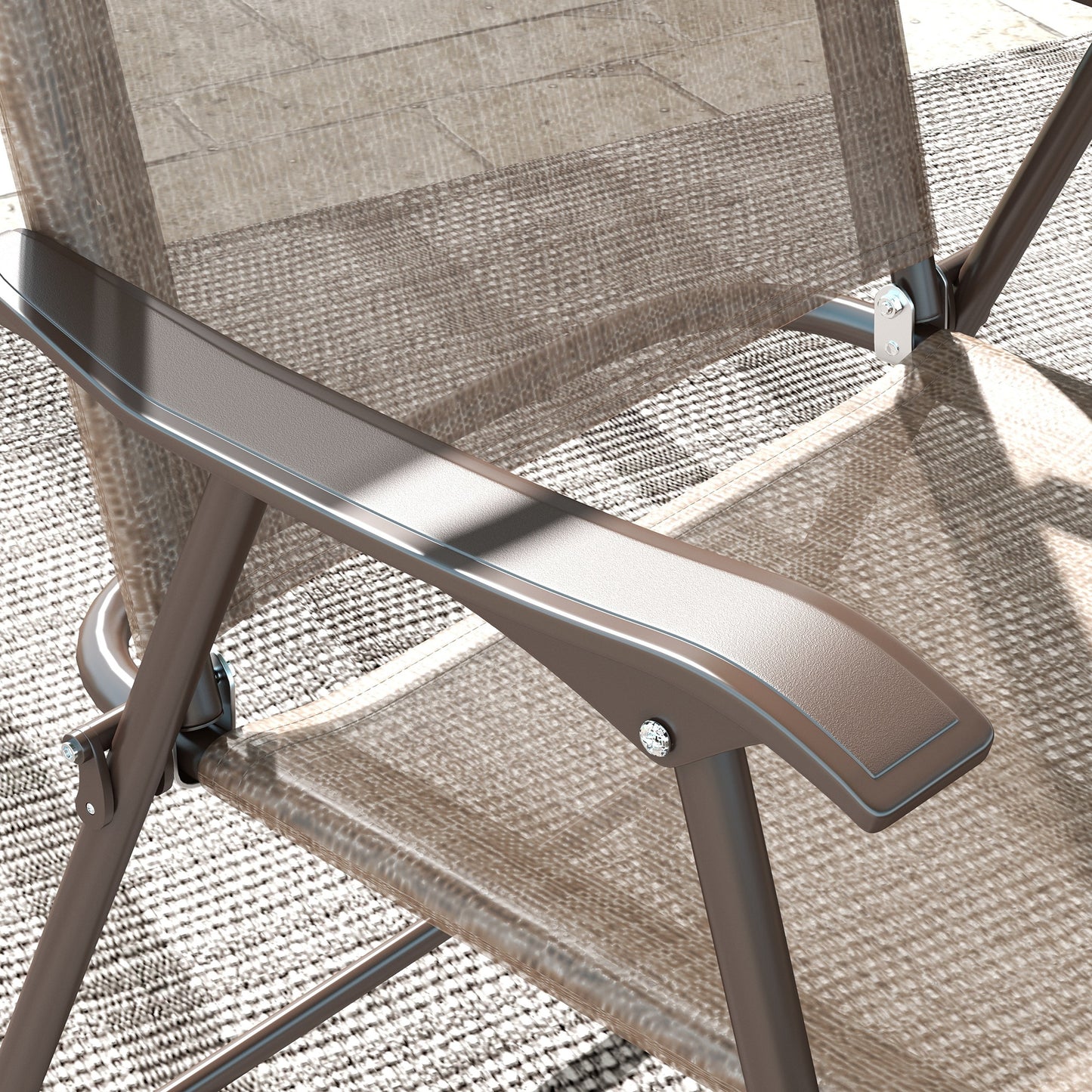 Set of Two Folding Garden Chairs, with Fabric Mesh Seats