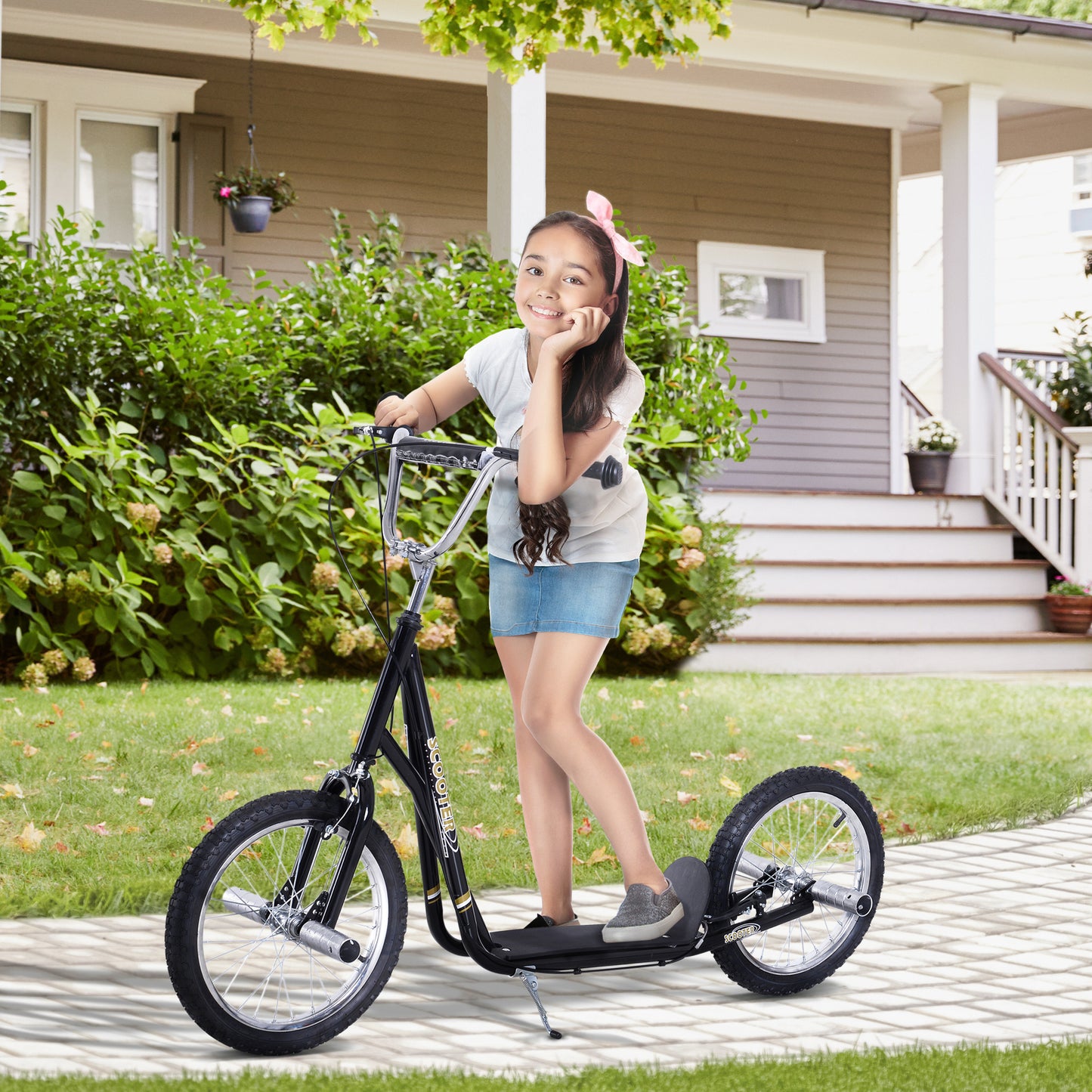 Stunt Scooter, Kids Scooter with 16" Big Wheels, Adjustable Height