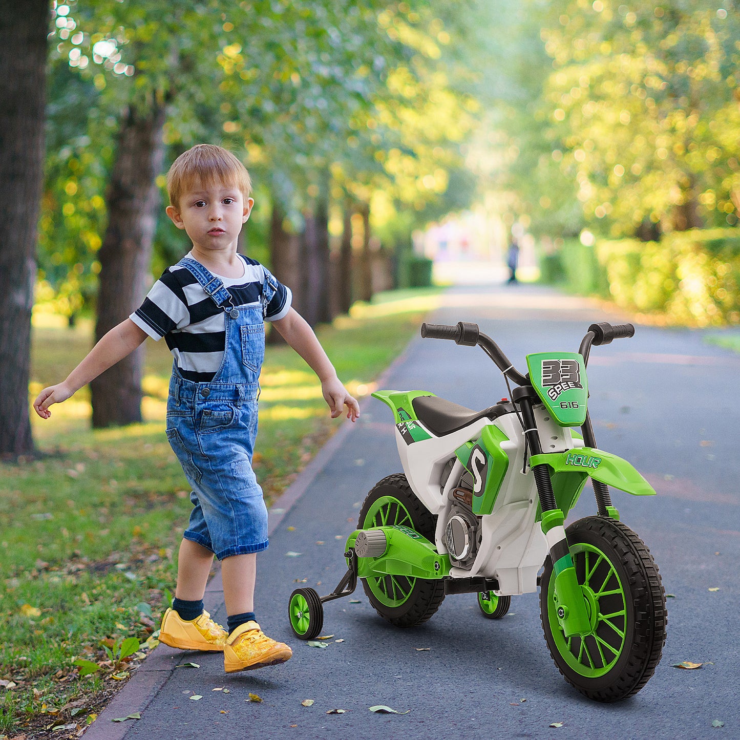 12V Kids Electric Motorcycle Ride-On, with Training Wheels