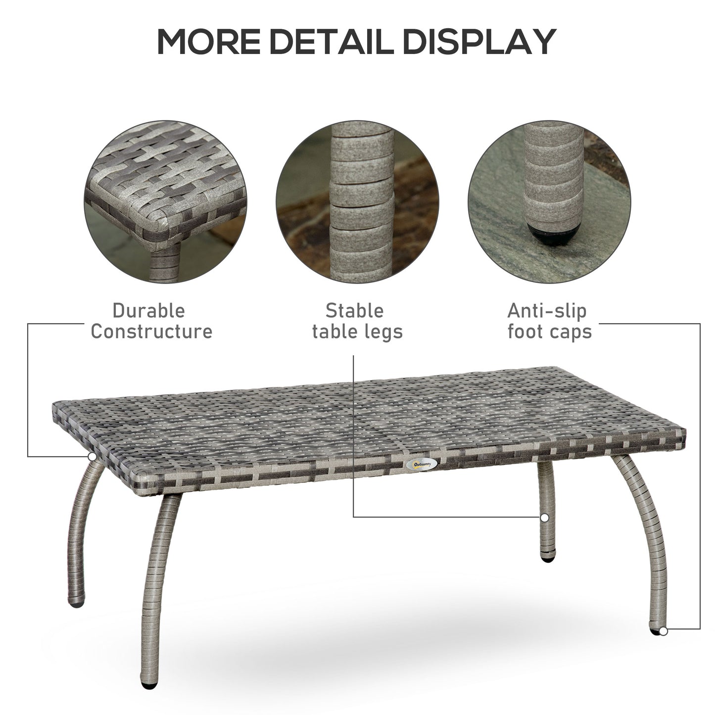 PE Wicker Rattan Garden Coffee Table
