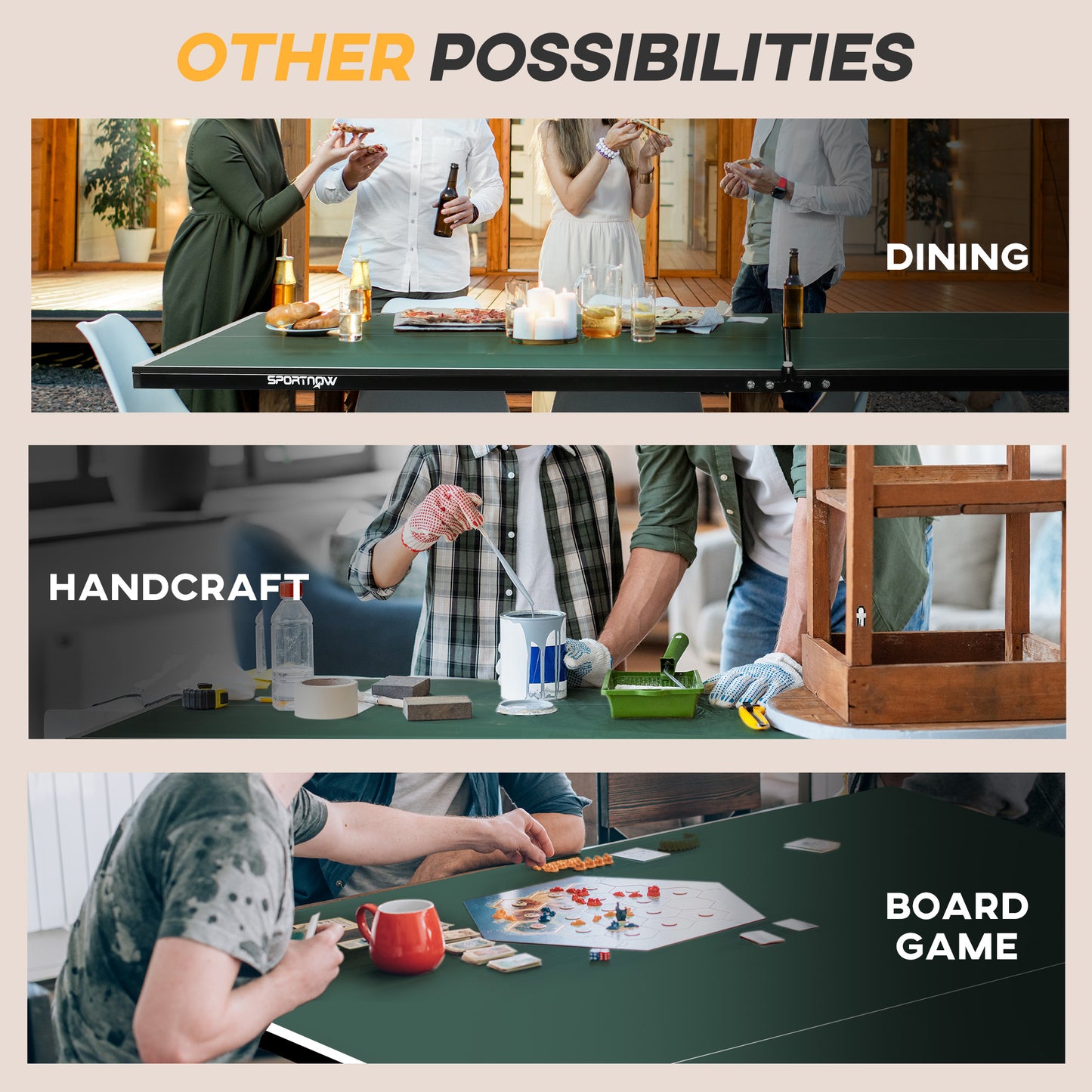 9FT Folding Tennis Table, with 8 Wheels, for Indoor Use