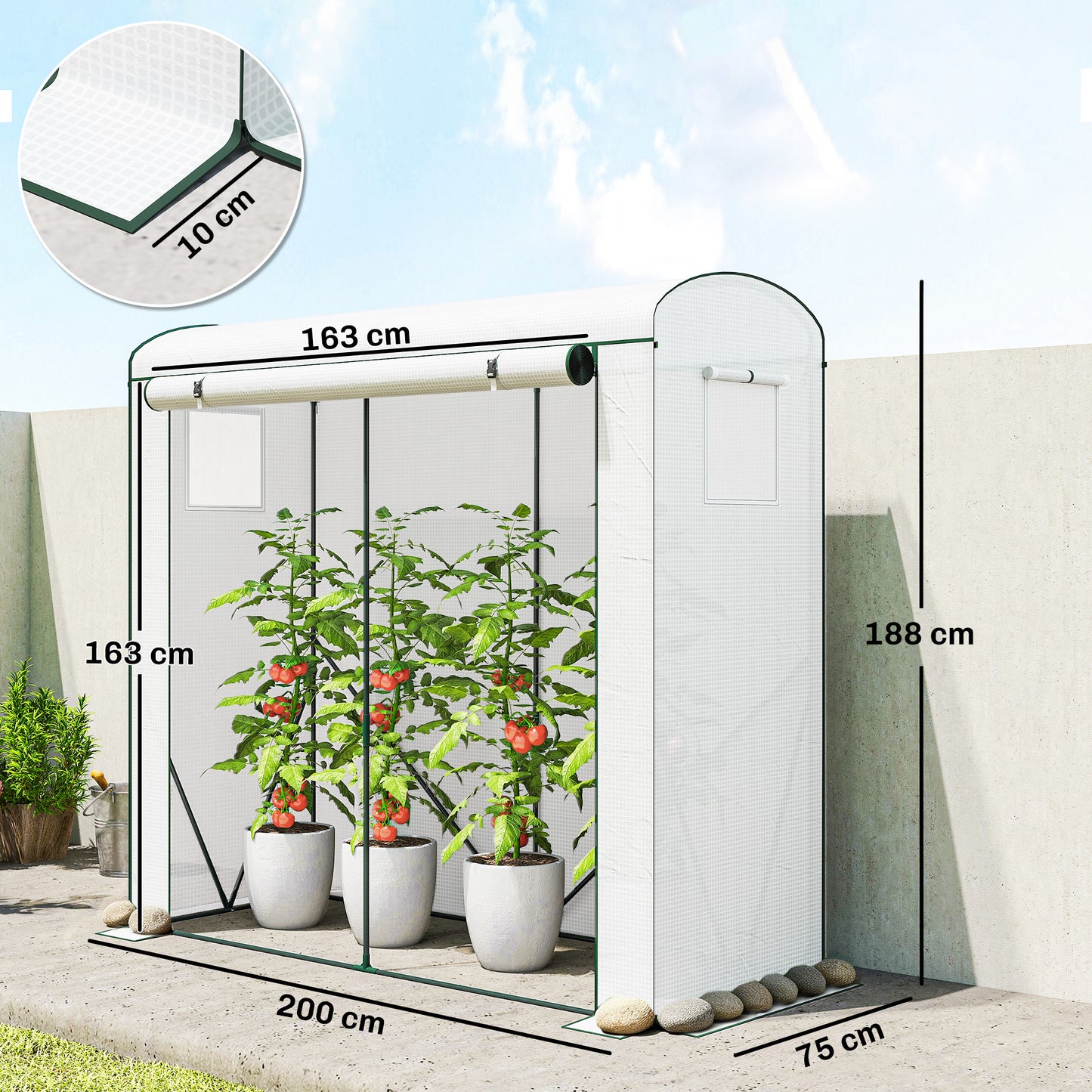 Mini Greenhouse, Garden Tomato Growhouse with Roll-Up Door