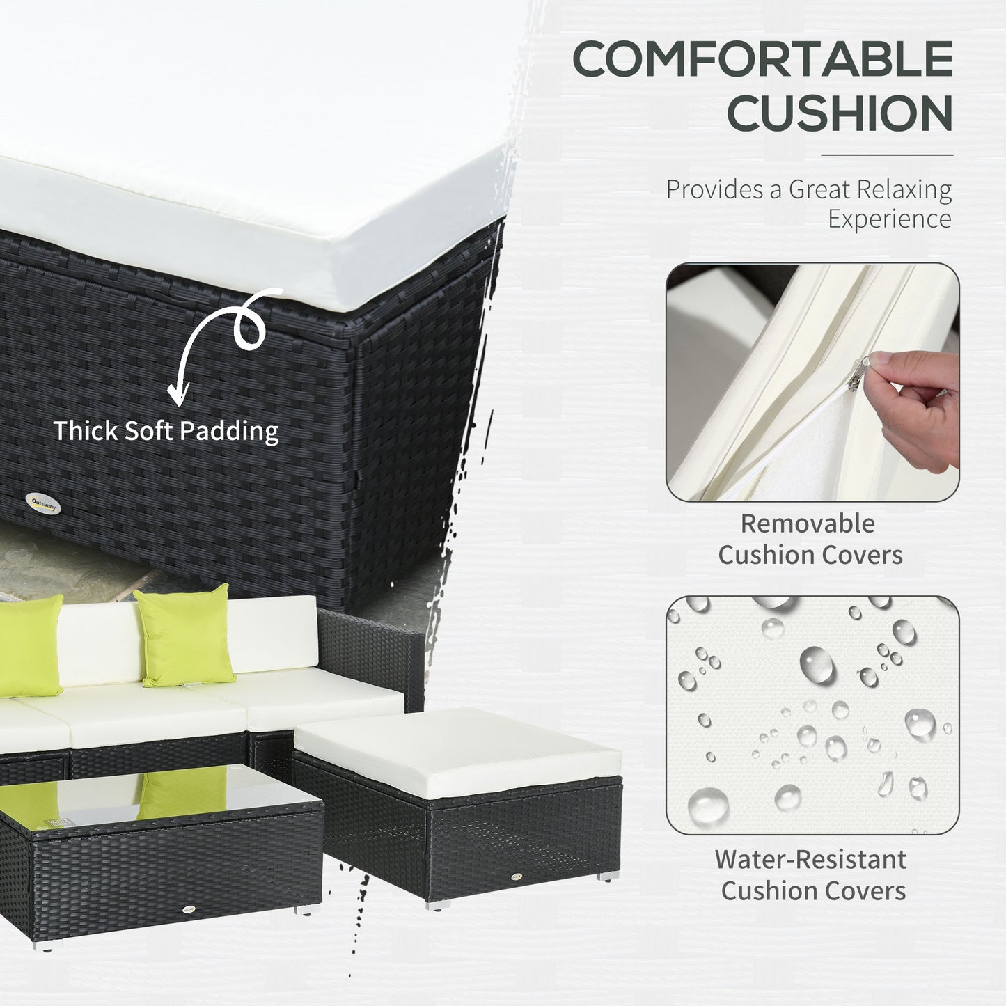 White Rattan Garden Furniture 4-Seater Outdoor Sofa Set
