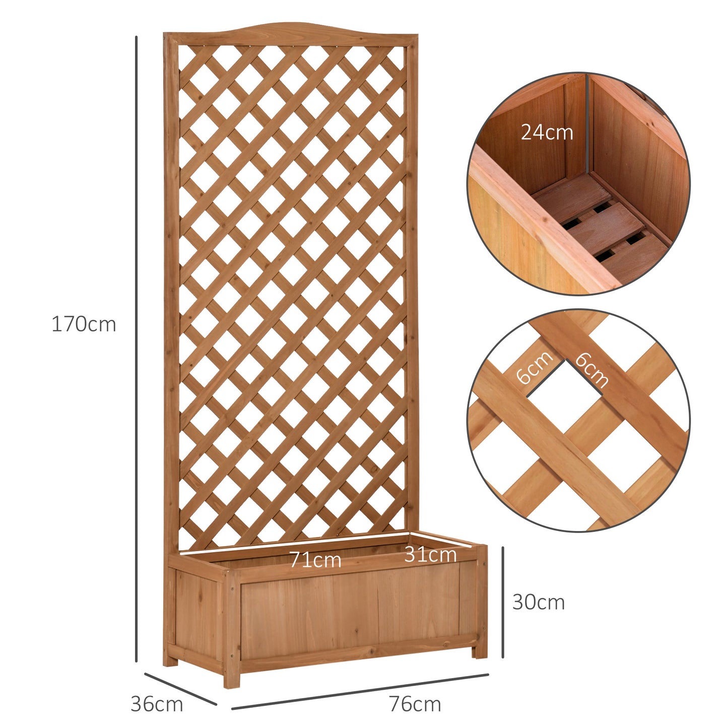 53L Garden Wooden Planter Box