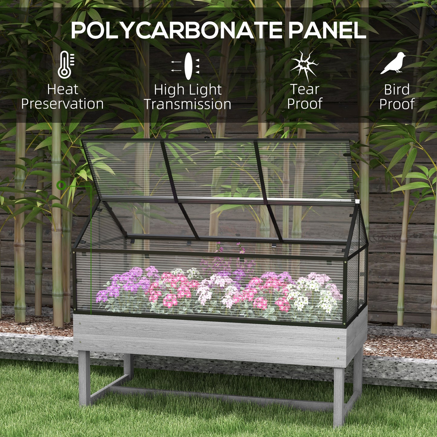 60 x 120cm Raised Garden Bed with Wooden Base