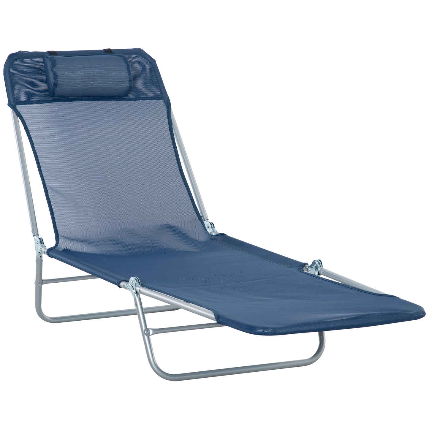 Folding Sun Lounger with Head Pillow