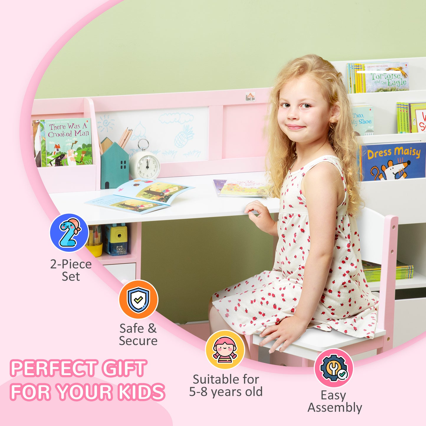 Kids Desk And Chair Set 2 PCs Childrens Table