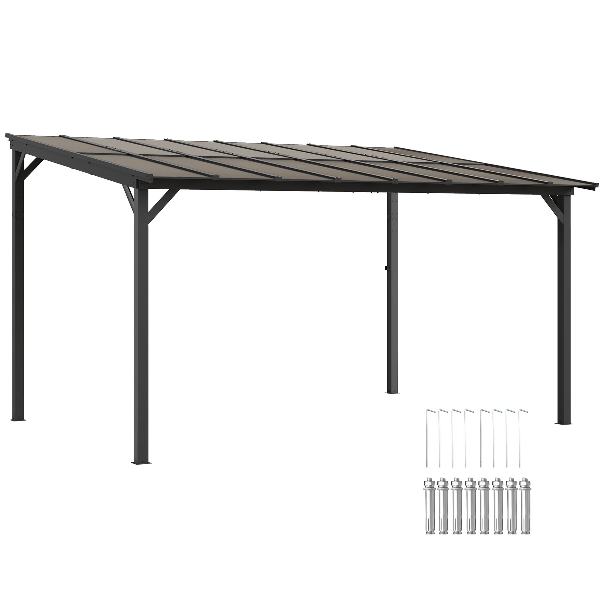 3 x 4.3 m Lean to Pergola with UPF 50+ Waterproof Polycarbonate Roof