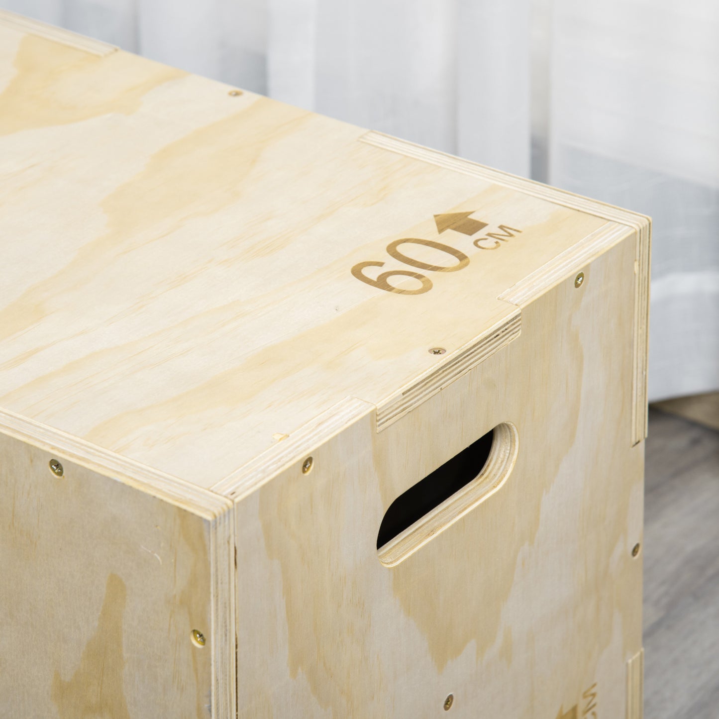 3-in-1 Wooden Plyo Box, Plyometric Jump Box with Handle Openings