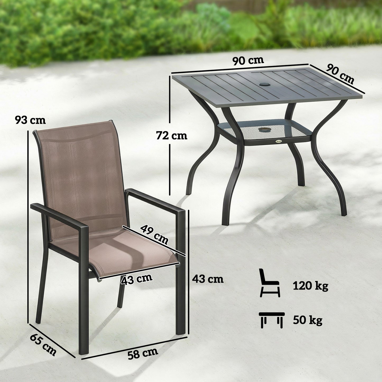 5 Pieces Outdoor Dining Set for 4