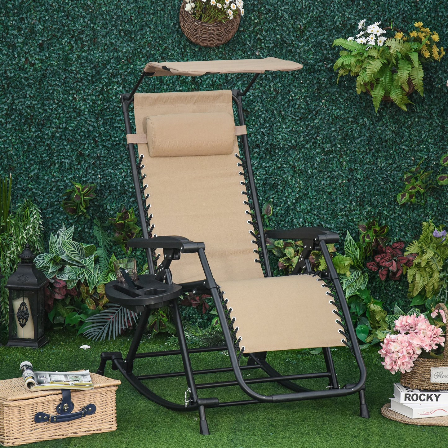 Garden Rocking Chair Folding Recliner Outdoor Adjustable Sun