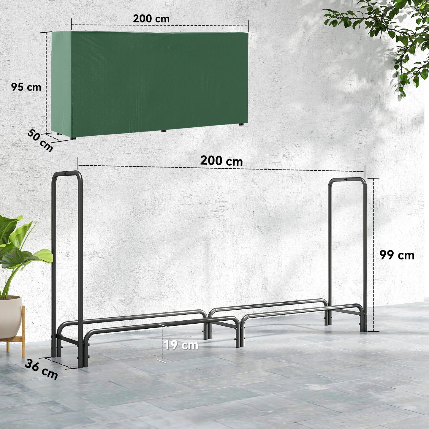 Firewood Rack with Waterproof Cover