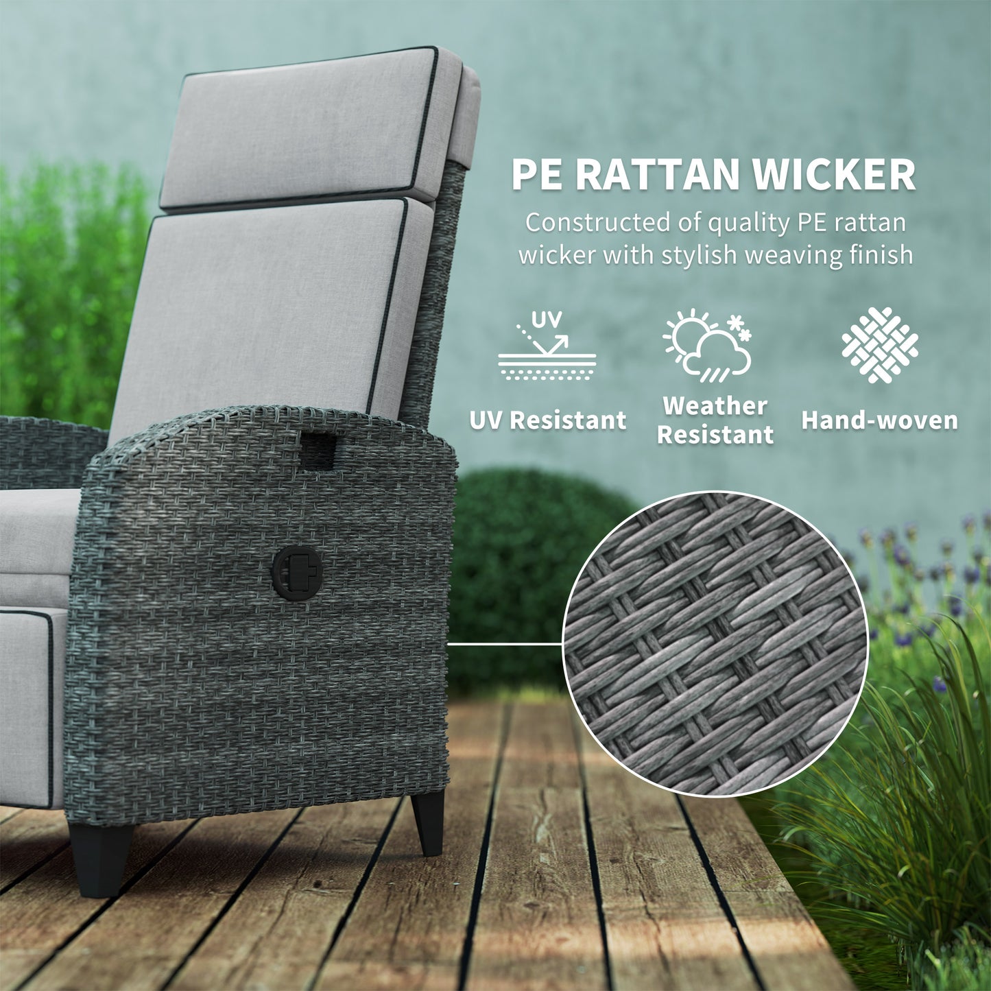 Outdoor Recliner Chair with Adjustable Backrest and Footrest (2)