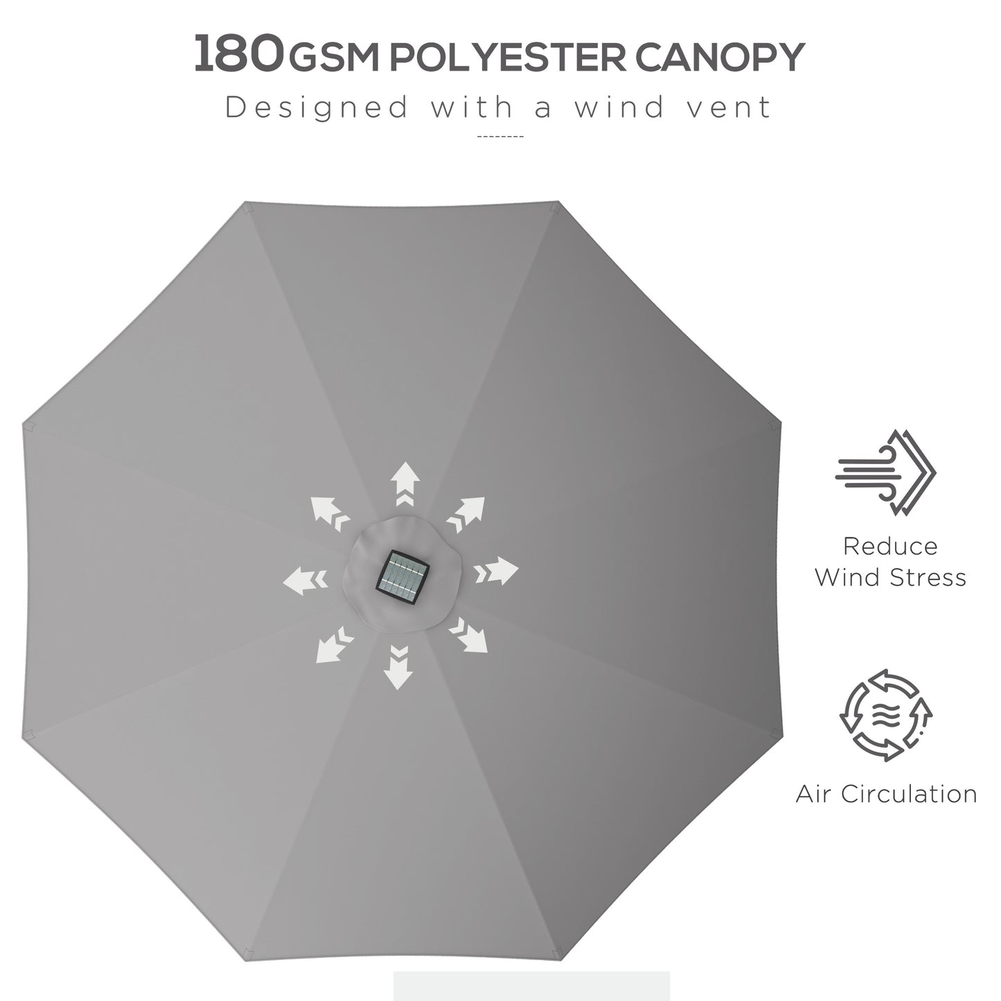 2.65m Garden Parasol, with LED Lights