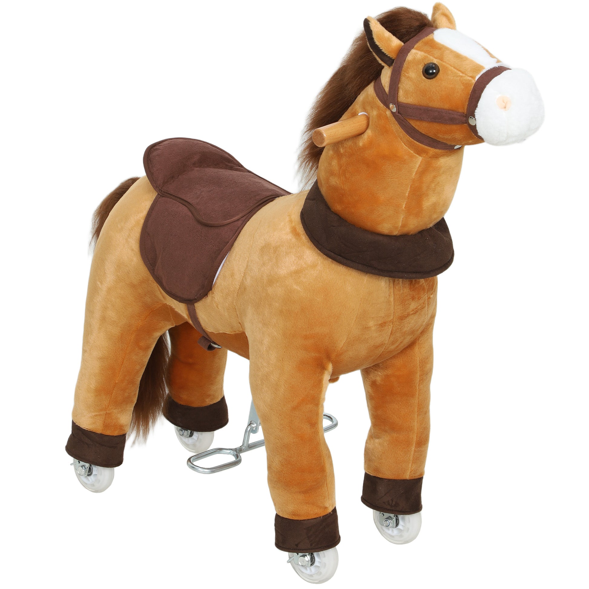 Ride On Horse, Plush Walking Horse Toy with Wheels and Saddle