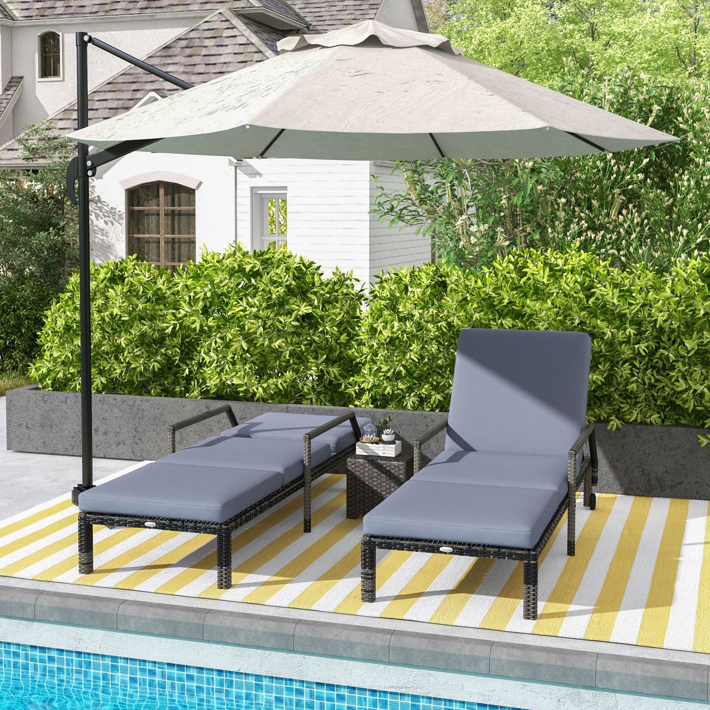 Outdoor PE Rattan Sun Lounger Set of 2 (1)